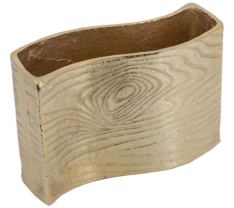 R. Nest 10" Woo d-Inspired Rect angular Aluminu m Vase