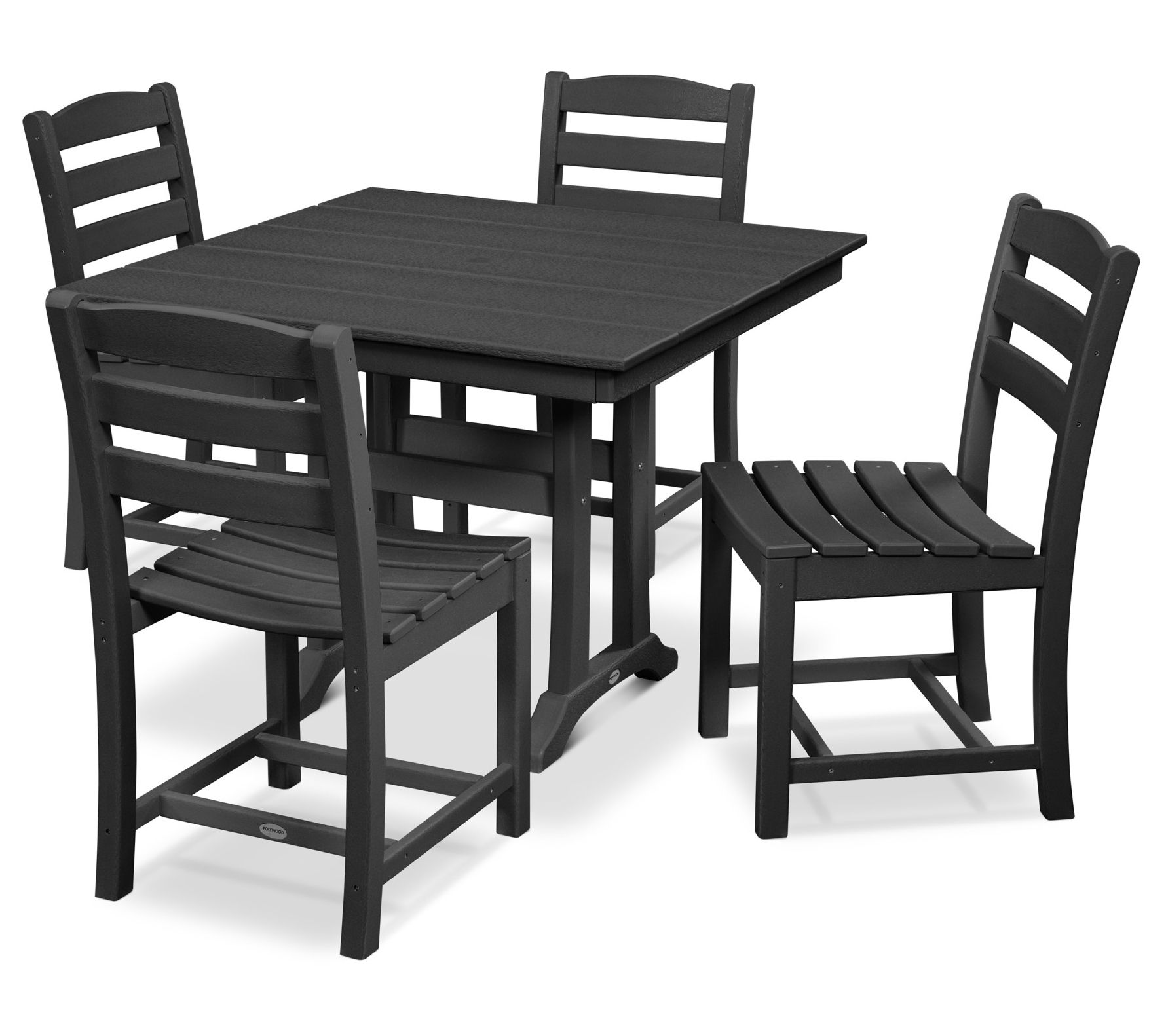 Polywood 5-Piece Farmhouse Trestle Side Chair Dining Set