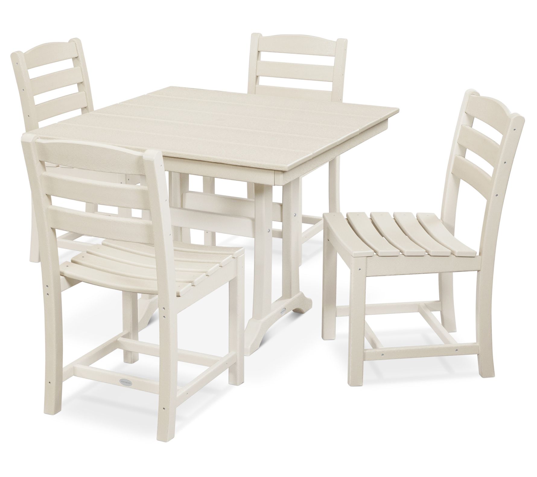 Polywood 5-Piece Farmhouse Trestle Side Chair Dining Set