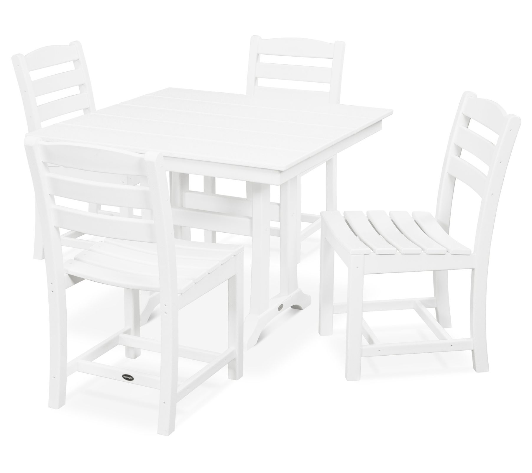Polywood 5-Piece Farmhouse Trestle Side Chair Dining Set