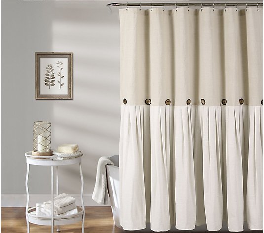 Linen Button Shower Curtain by Lush Decor