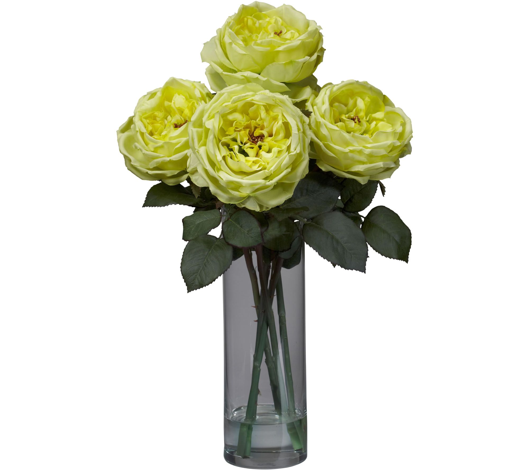 Fancy Rose Vase Silk Flower Arrangement by Nearly Natural
