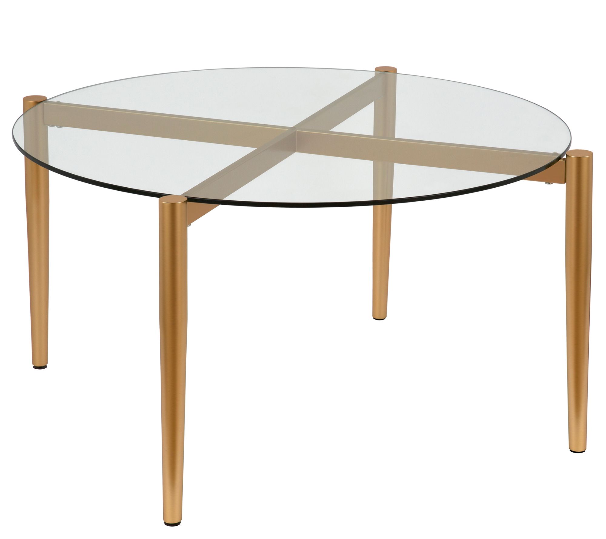 Hudson&Canal Kadmos Round Dapper Coffee Table with Glass Top