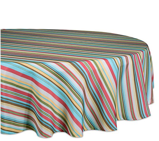 Design Imports Summer Stripe Outdoor Tablecloth60" Round