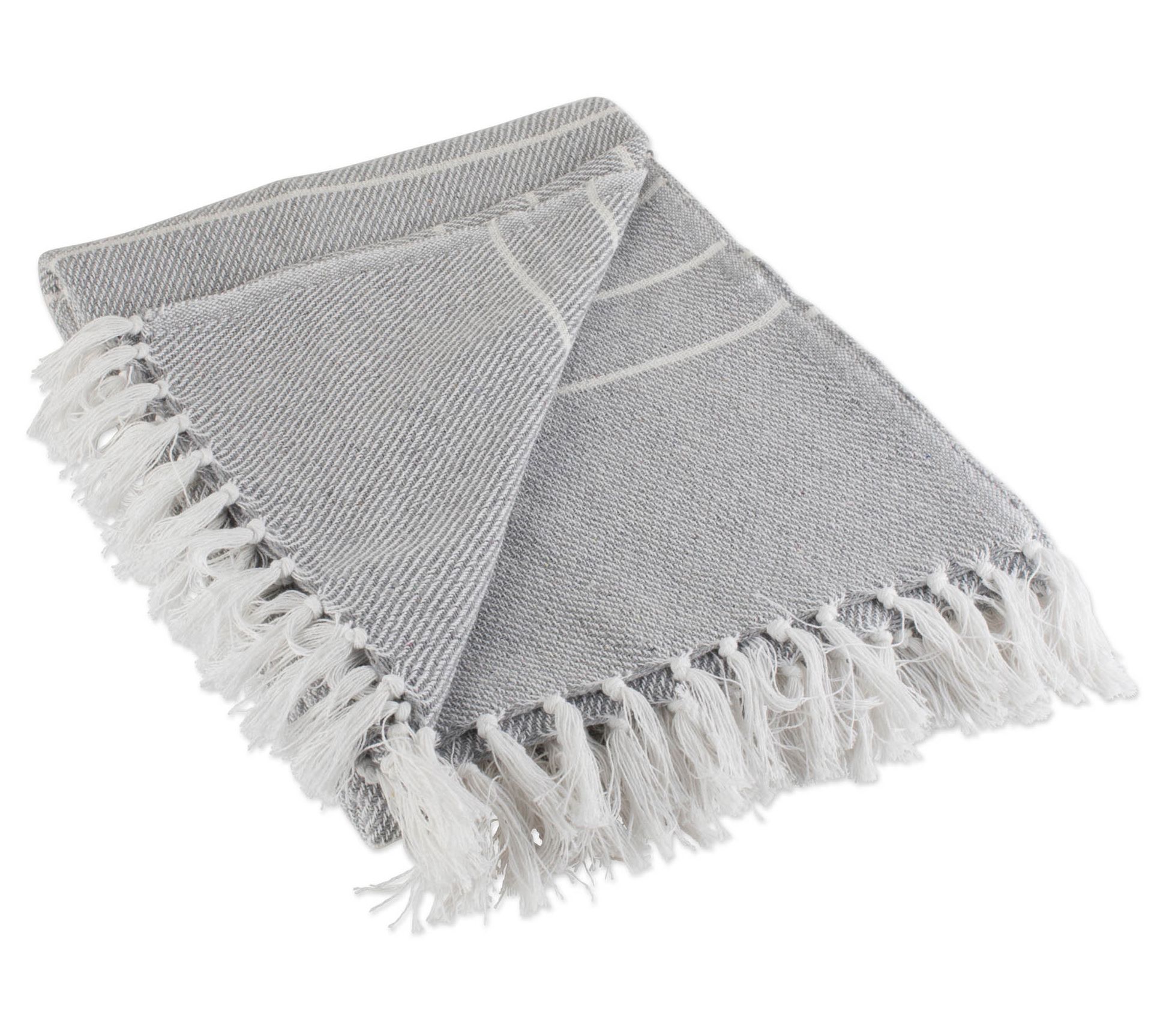 DII Thin-Stripe Throw with Fringe