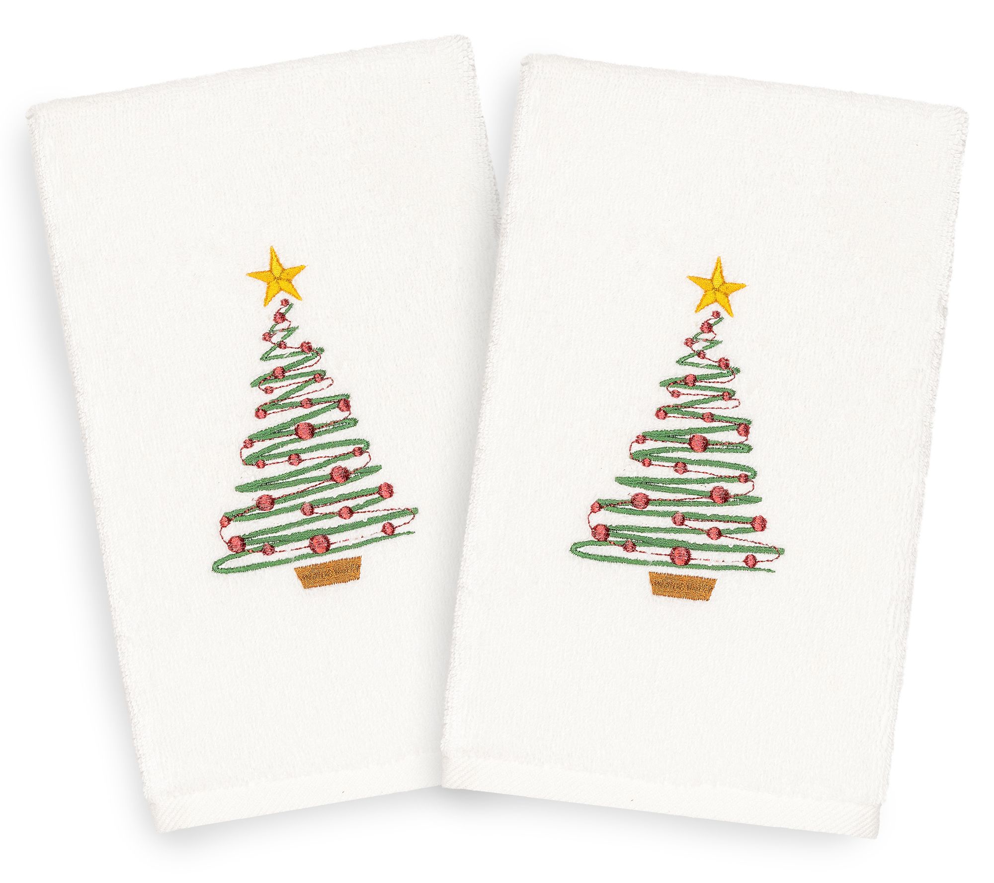 Linum Home Textiles Embroidered Hand Towels with Merry Christmas (Set of 2)