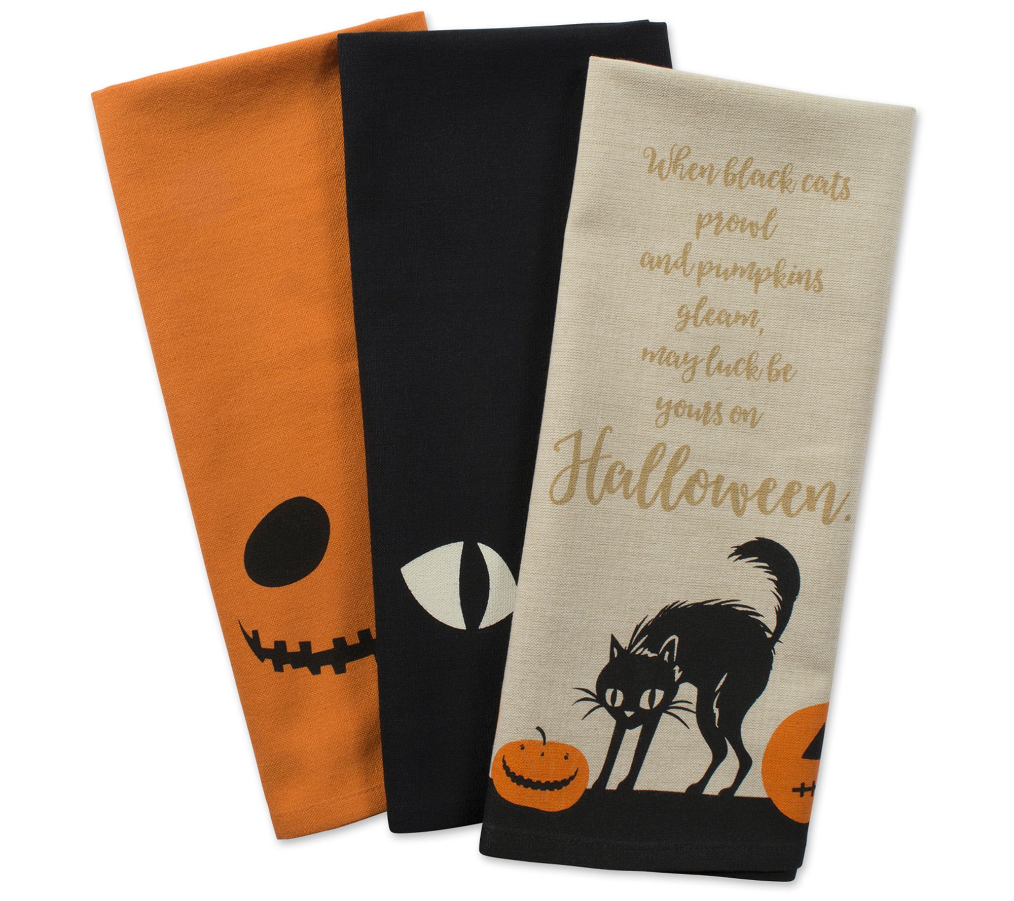 Design Imports Halloween Embellished Kitchen Towel Set of 3