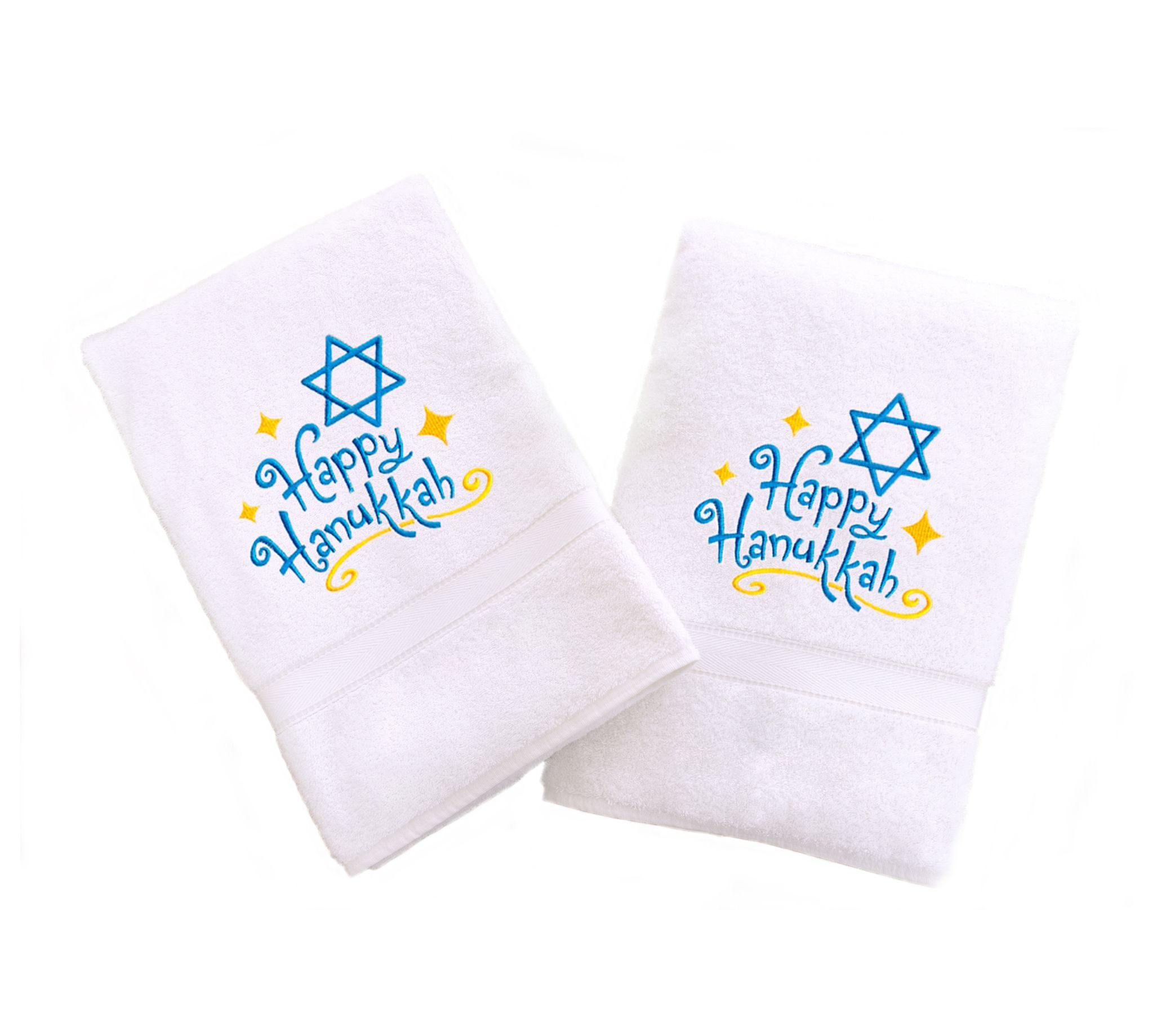 Linum Home Textiles Embroidered Hand Towels wit h Happy Hanukk