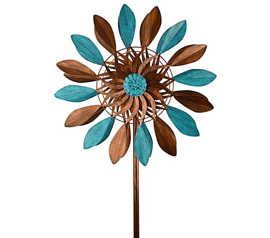 RCS Gifts Classic Blue and Bronze Leaves DoubleWind Spinner