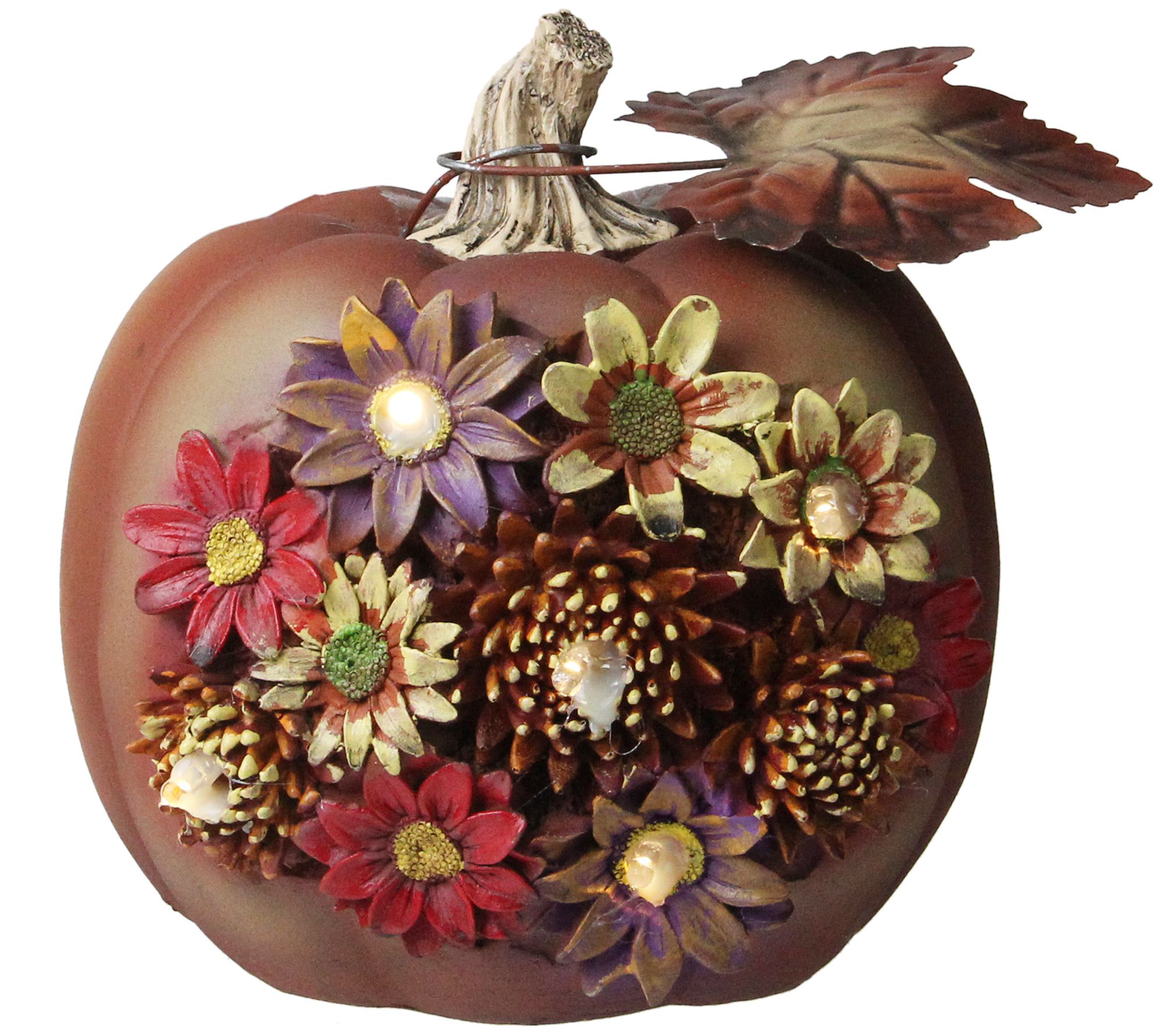 Northlight 7" Brown & Red Solar Pumpkin Thanksgiving Decor