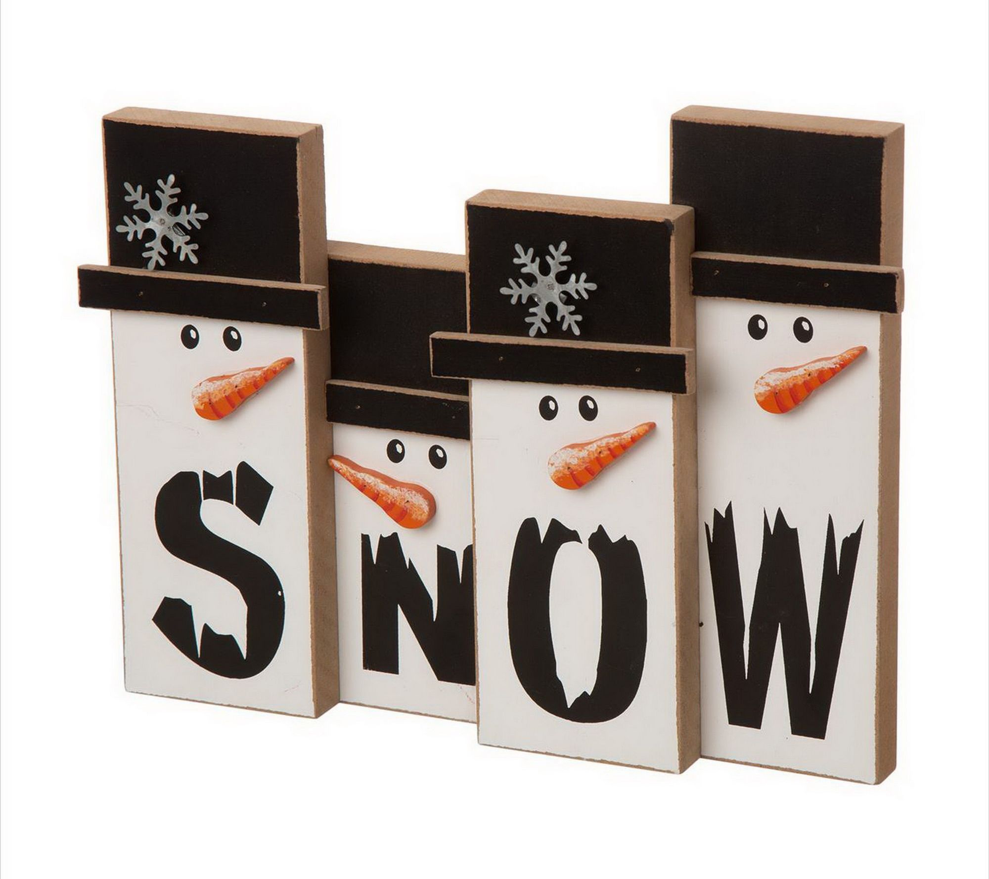 Glitzhome Standing Pretty Snowman Family Christmas Centerpiece