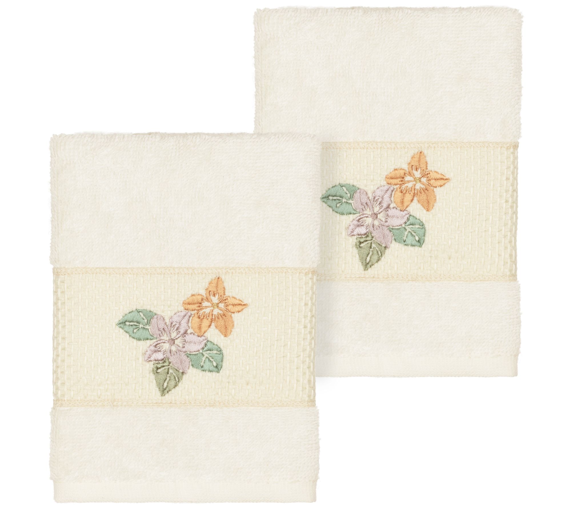 Linum Home Textiles Caroline 2PC Embellished Washcloth Set