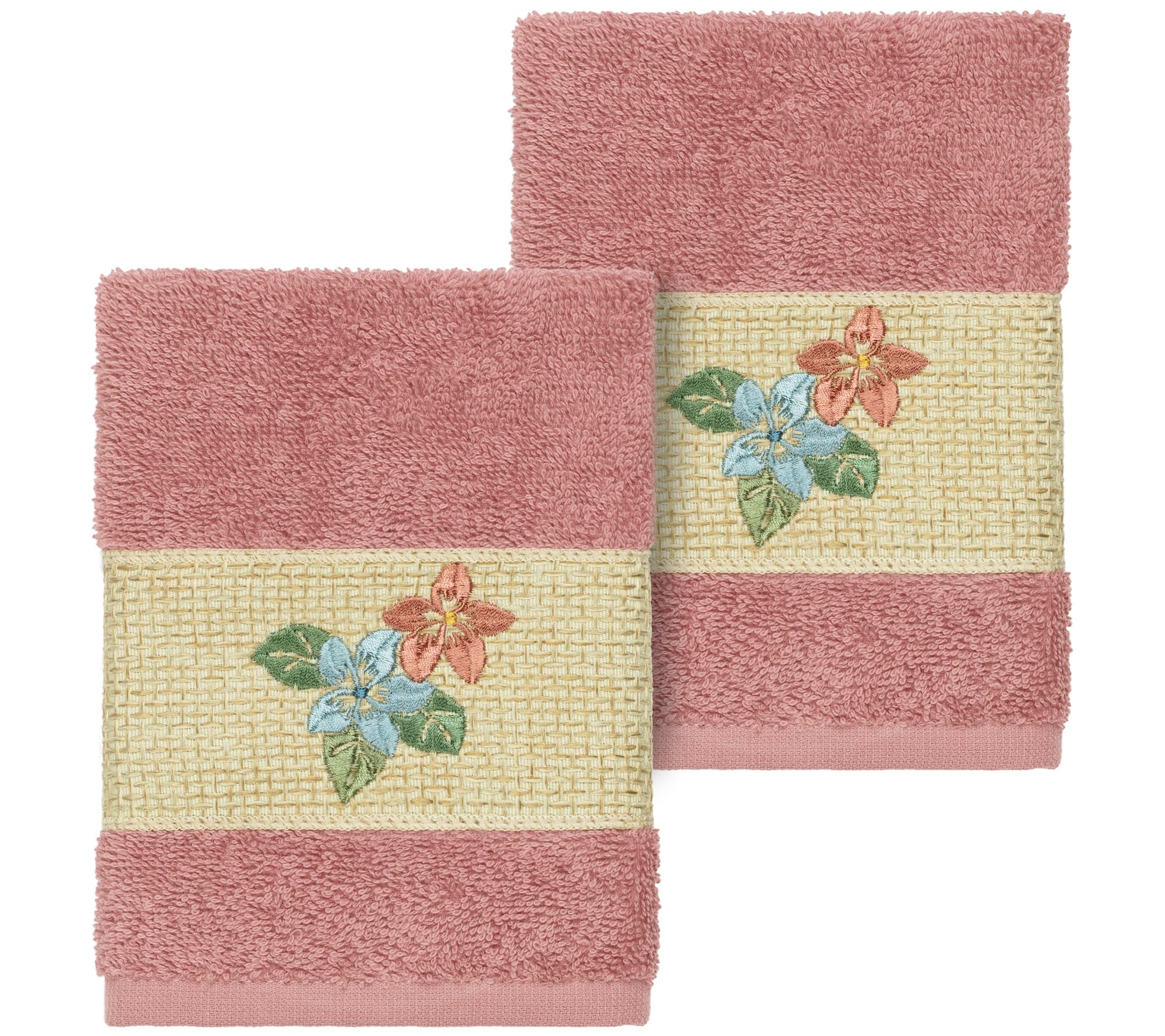 Linum Home Textiles Caroline 2PC Embellished Washcloth Set
