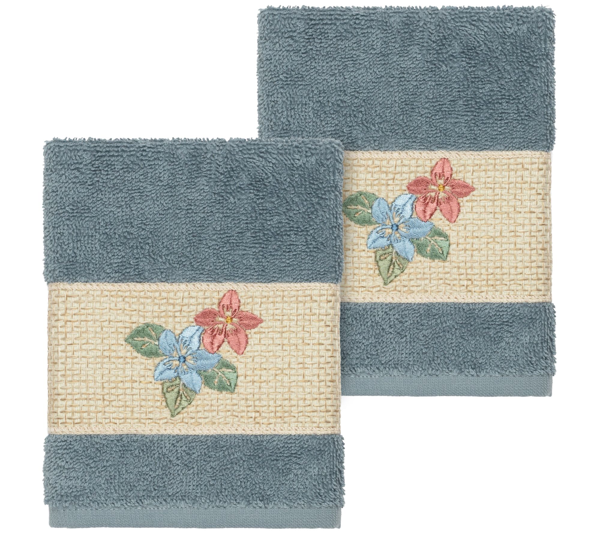 Linum Home Textiles Caroline 2PC Embellished Washcloth Set