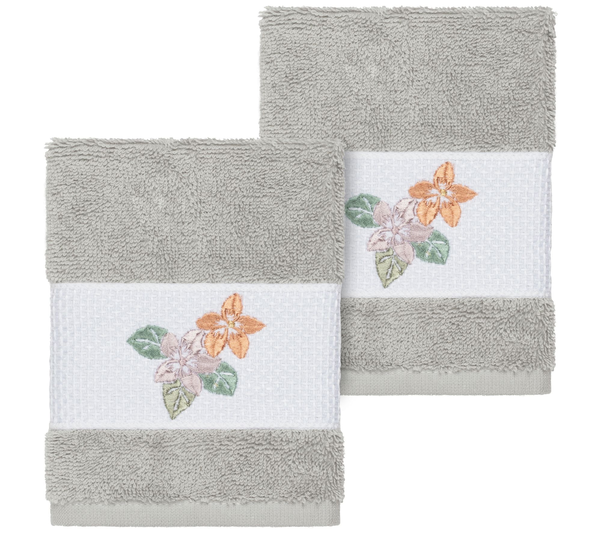 Linum Home Textiles Caroline 2PC Embellished Washcloth Set