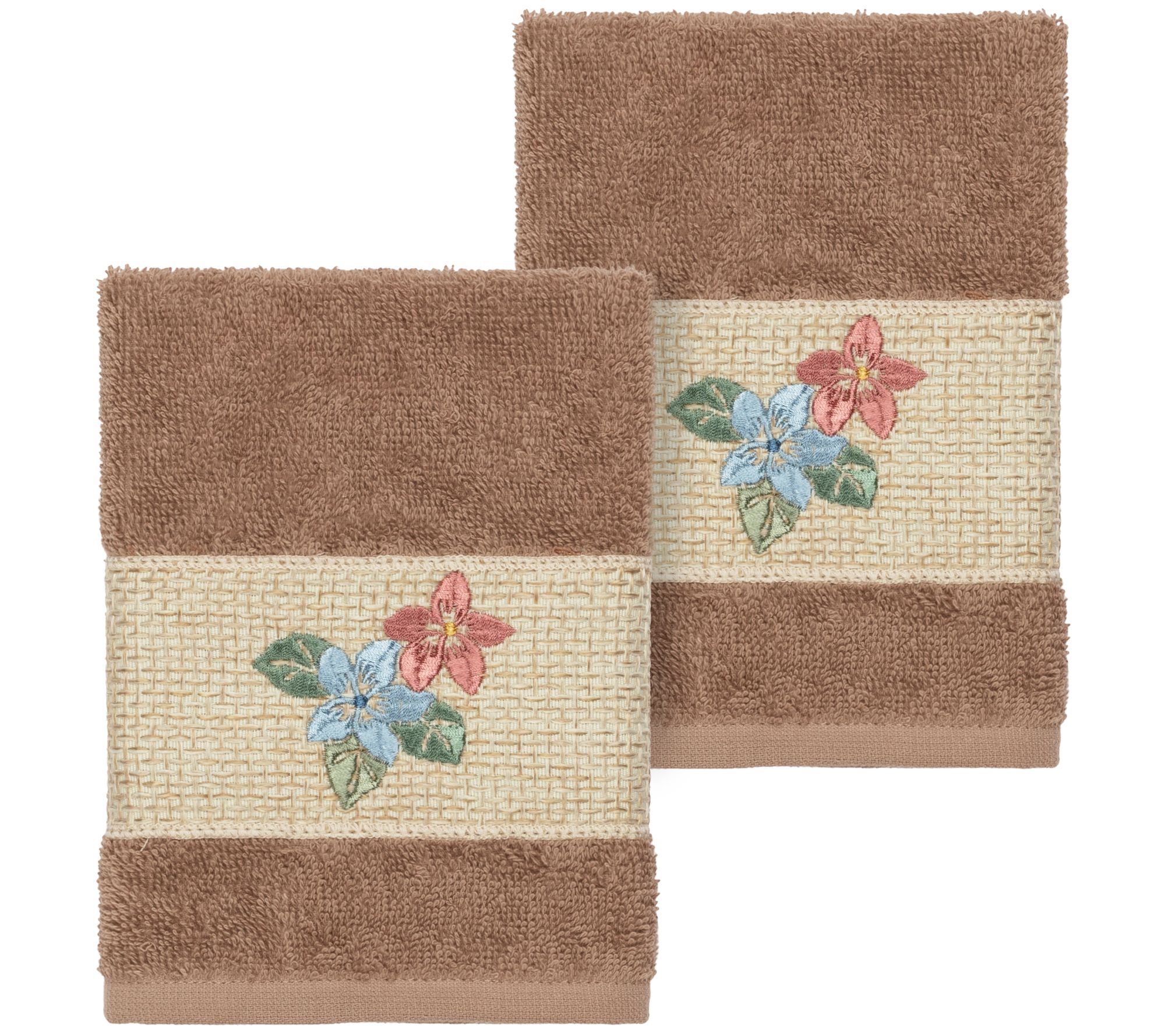 Linum Home Textiles Caroline 2PC Embellished Washcloth Set