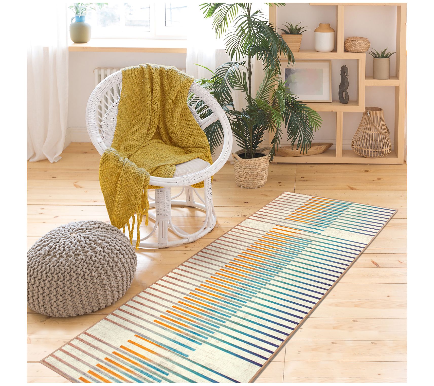 My Magic Carpet Washable Rug Flux Striped Multicolor 2.5' x 7