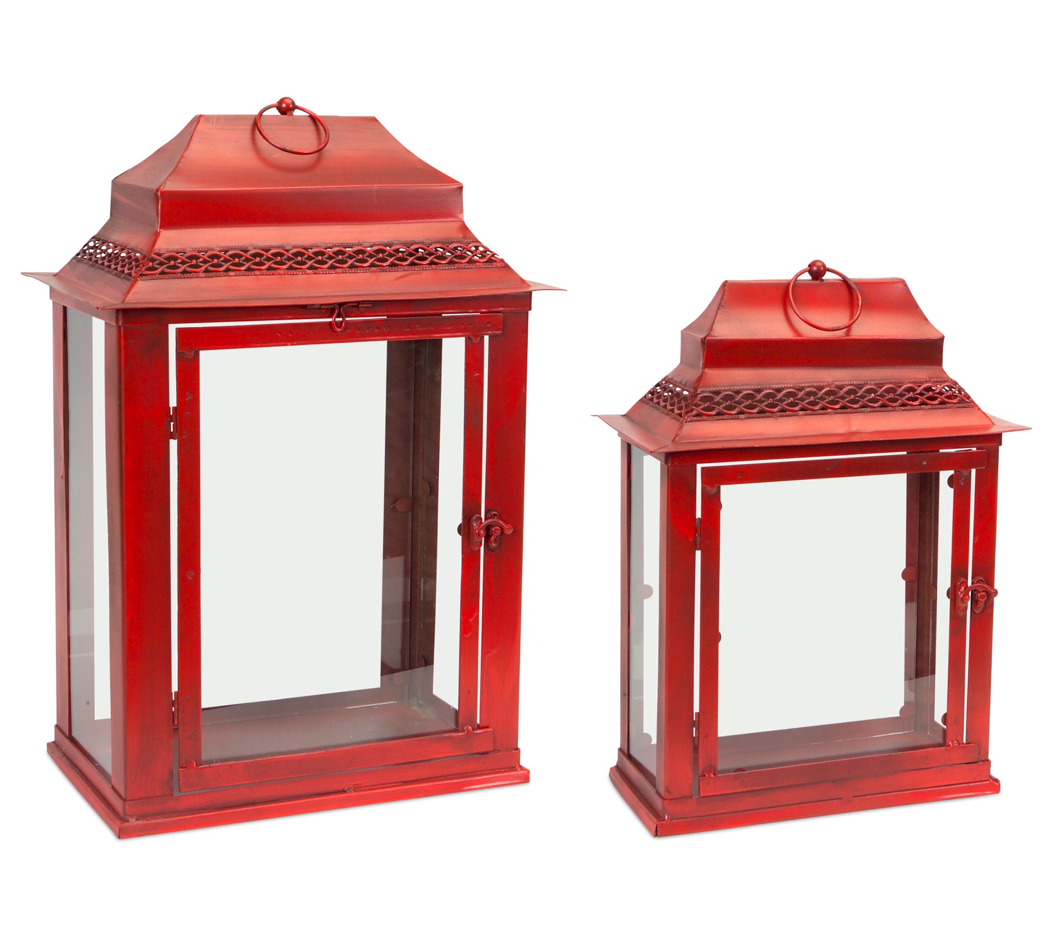Melrose International Punched Metal House Lantern (Set of 2)