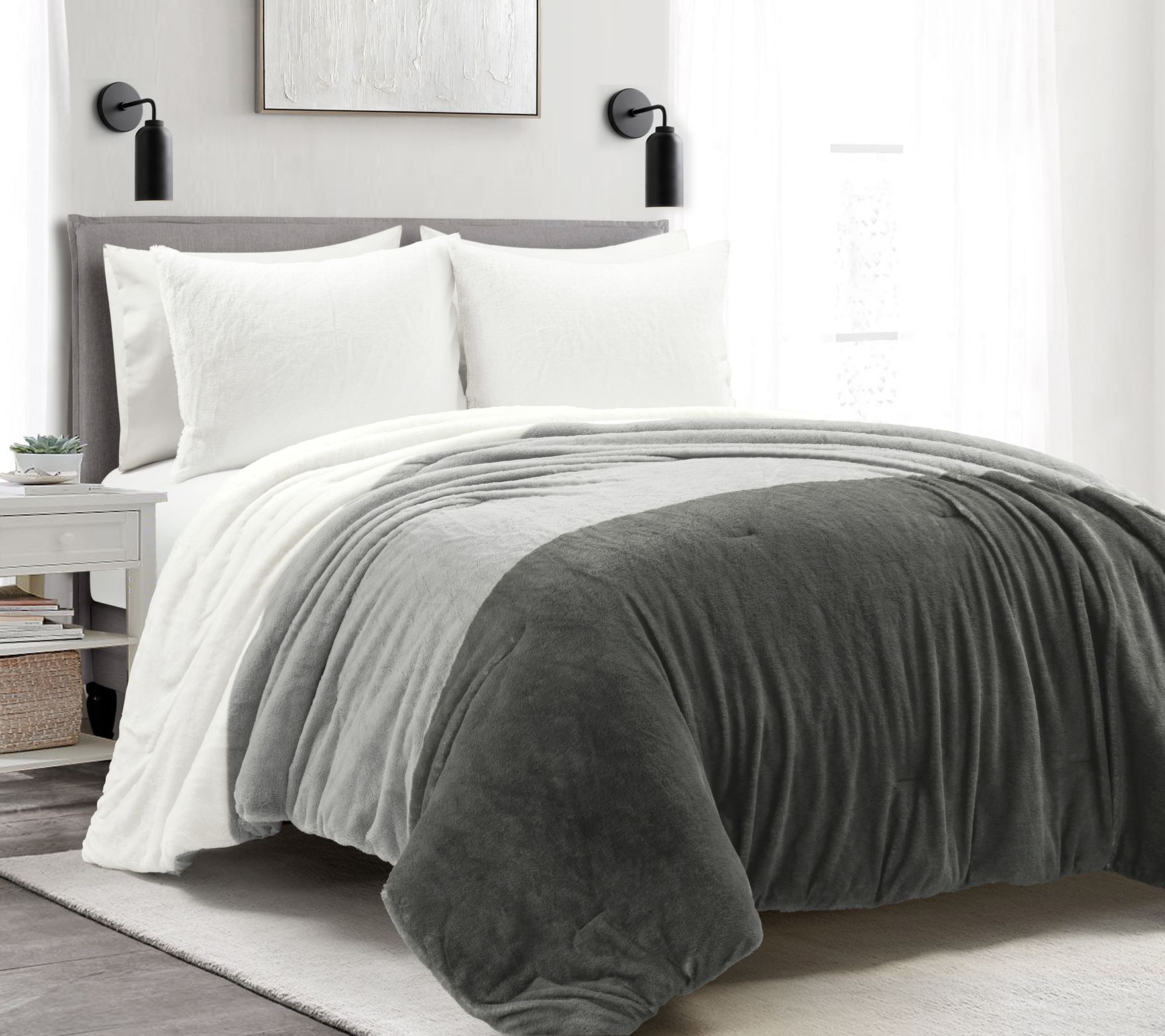 Lush Decor Farmhouse Color Block Ultra Comforter 2Pc Twn