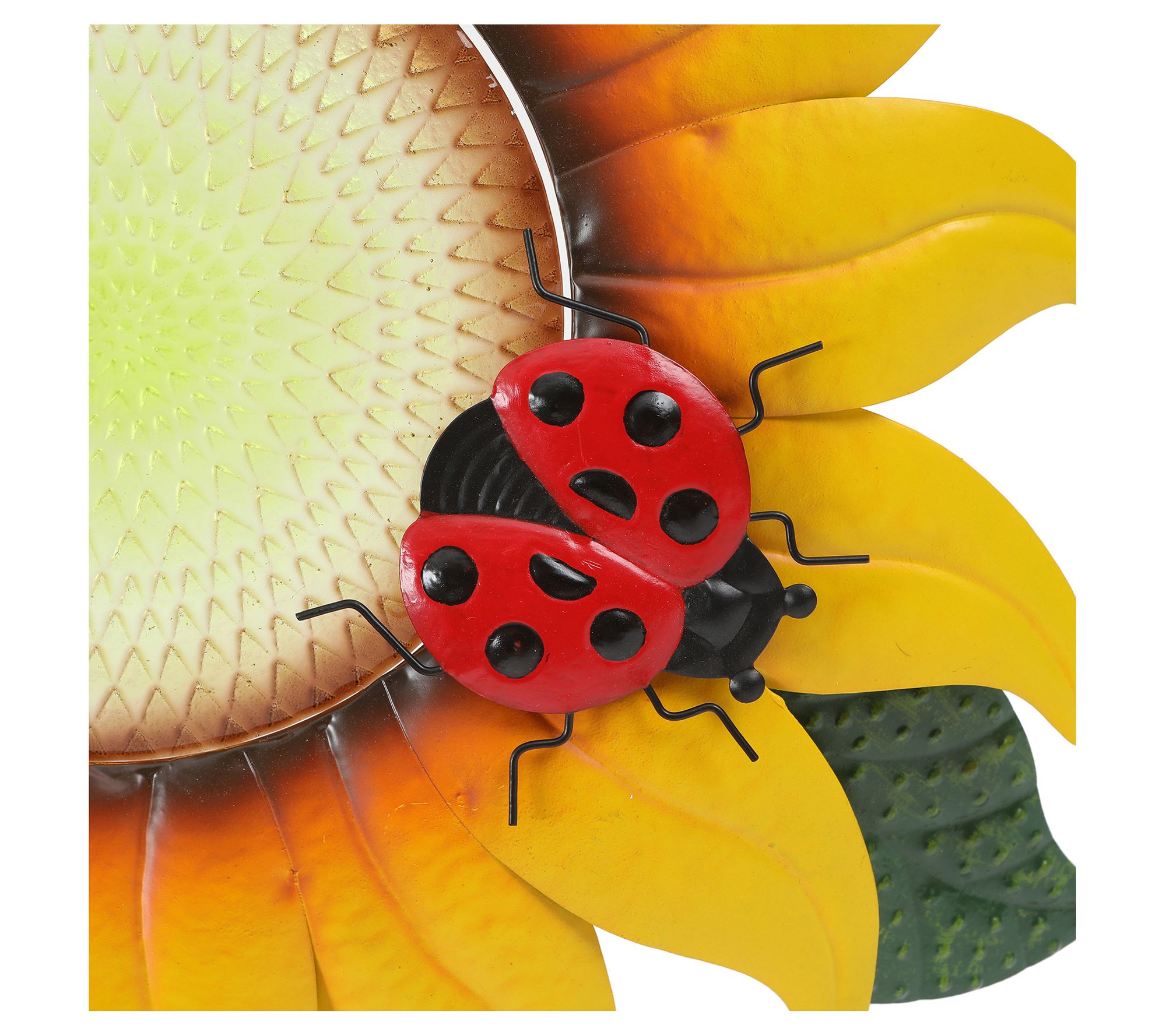 LuxenHome Yellow Sunflower Metal and Glass Outdoor Wall Decor