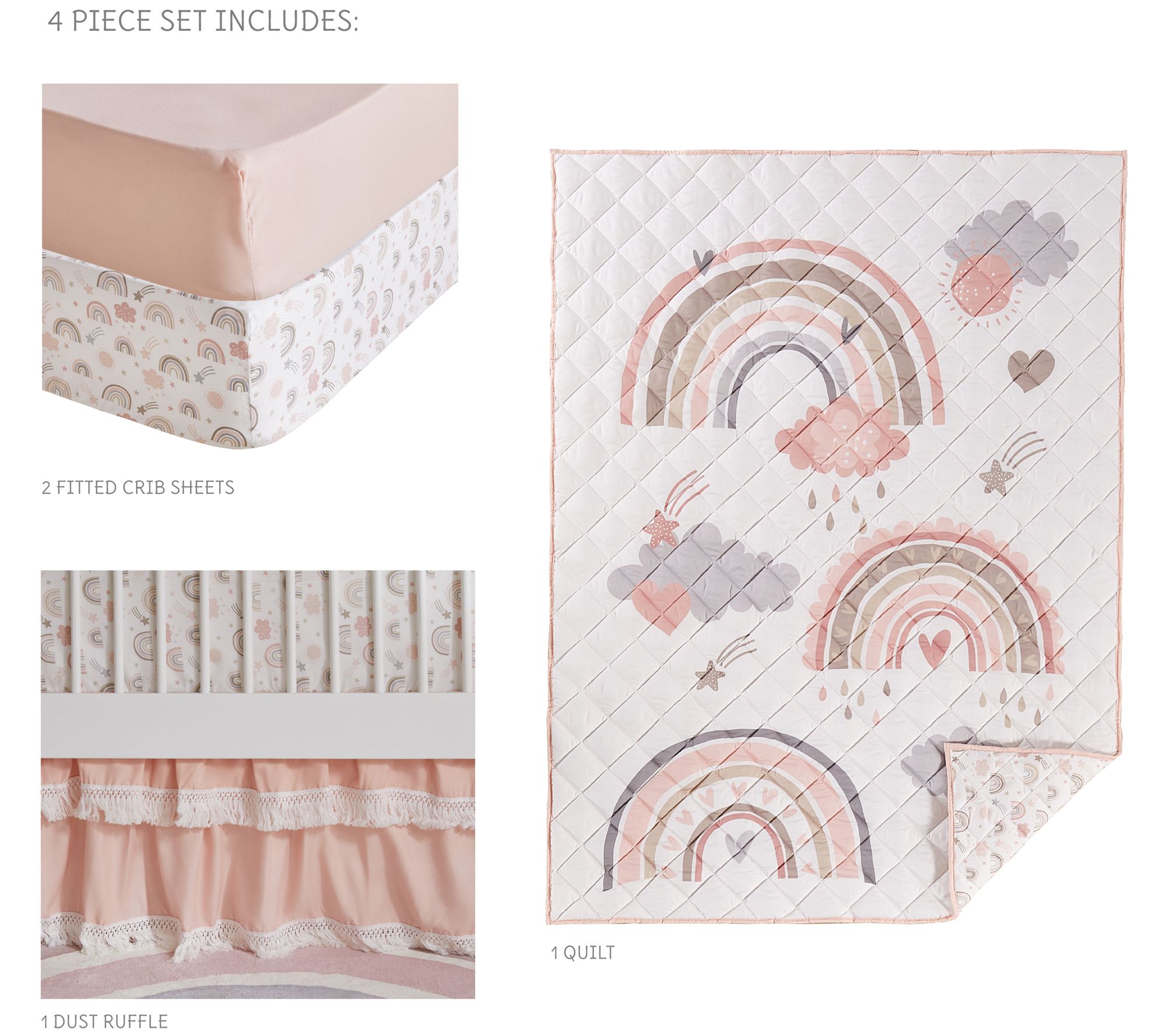 Levtex Baby Over the Rainbow 4Piece Nursery Crib Bedding Set