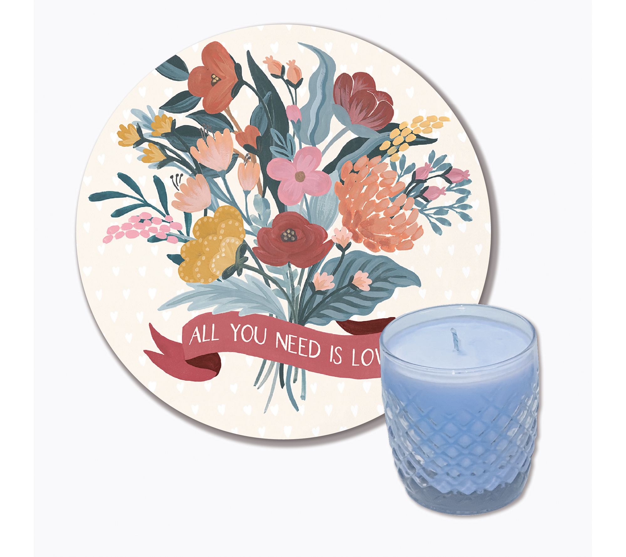 Courtside Love Letters X 8x8 Art Board & 9 oz Candle Set