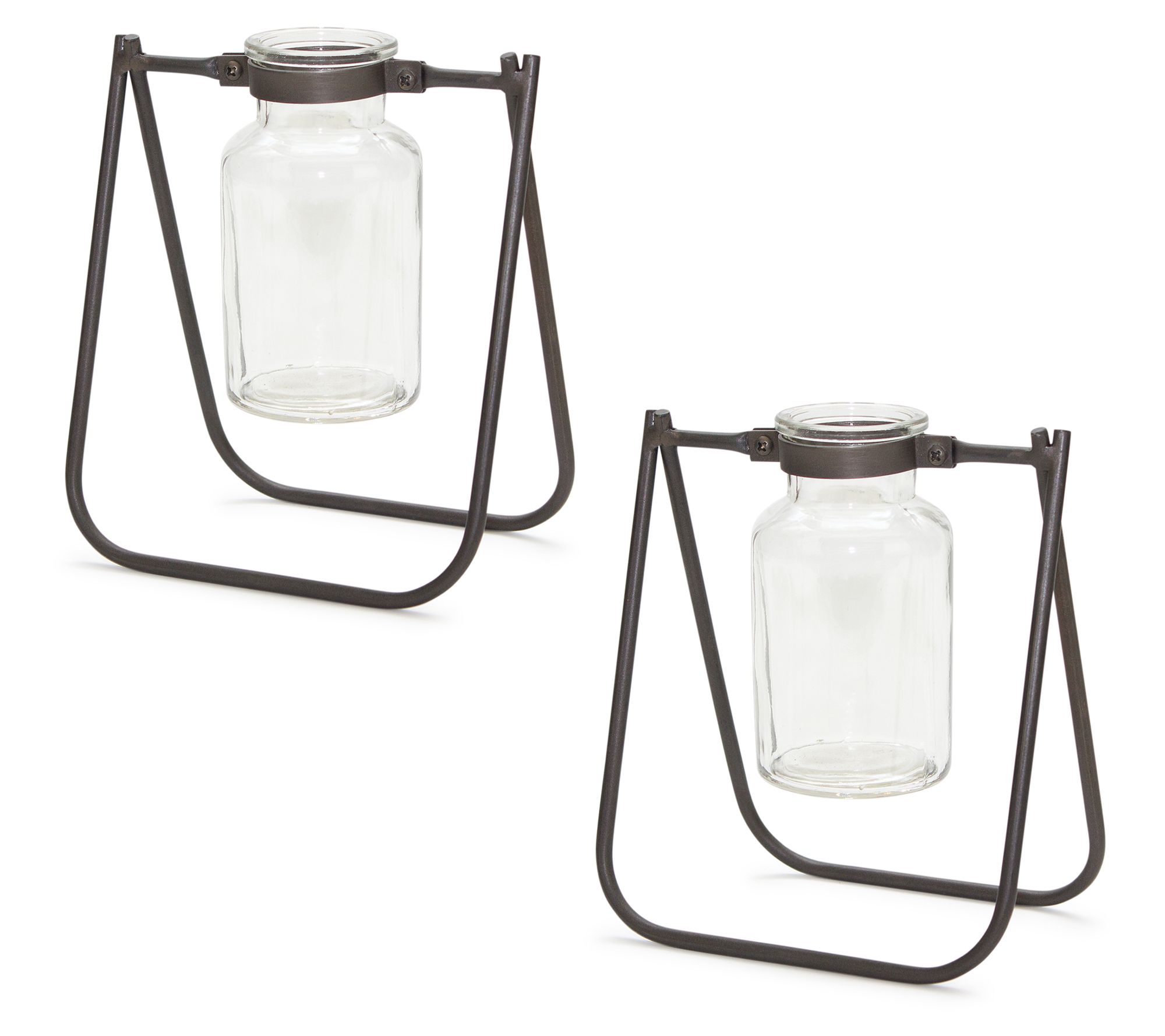 Tall Mason Jars with Burlap Handle - Set of 2