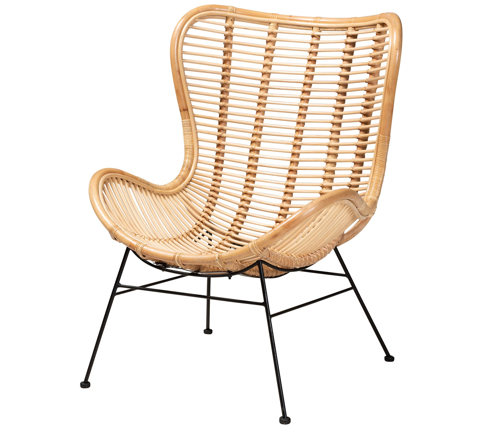 Colorado Natura l Brown Rattan and Black Metal Accent Chair
