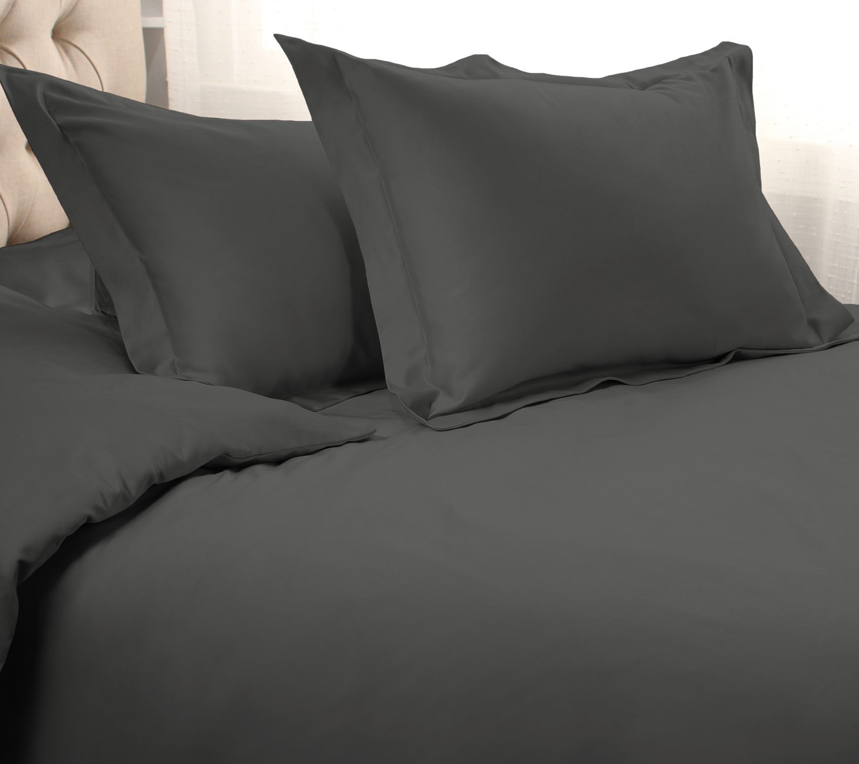 Superior 1500-T C Solid Egyptia n Cotton Duvet Cover Set- F/Q