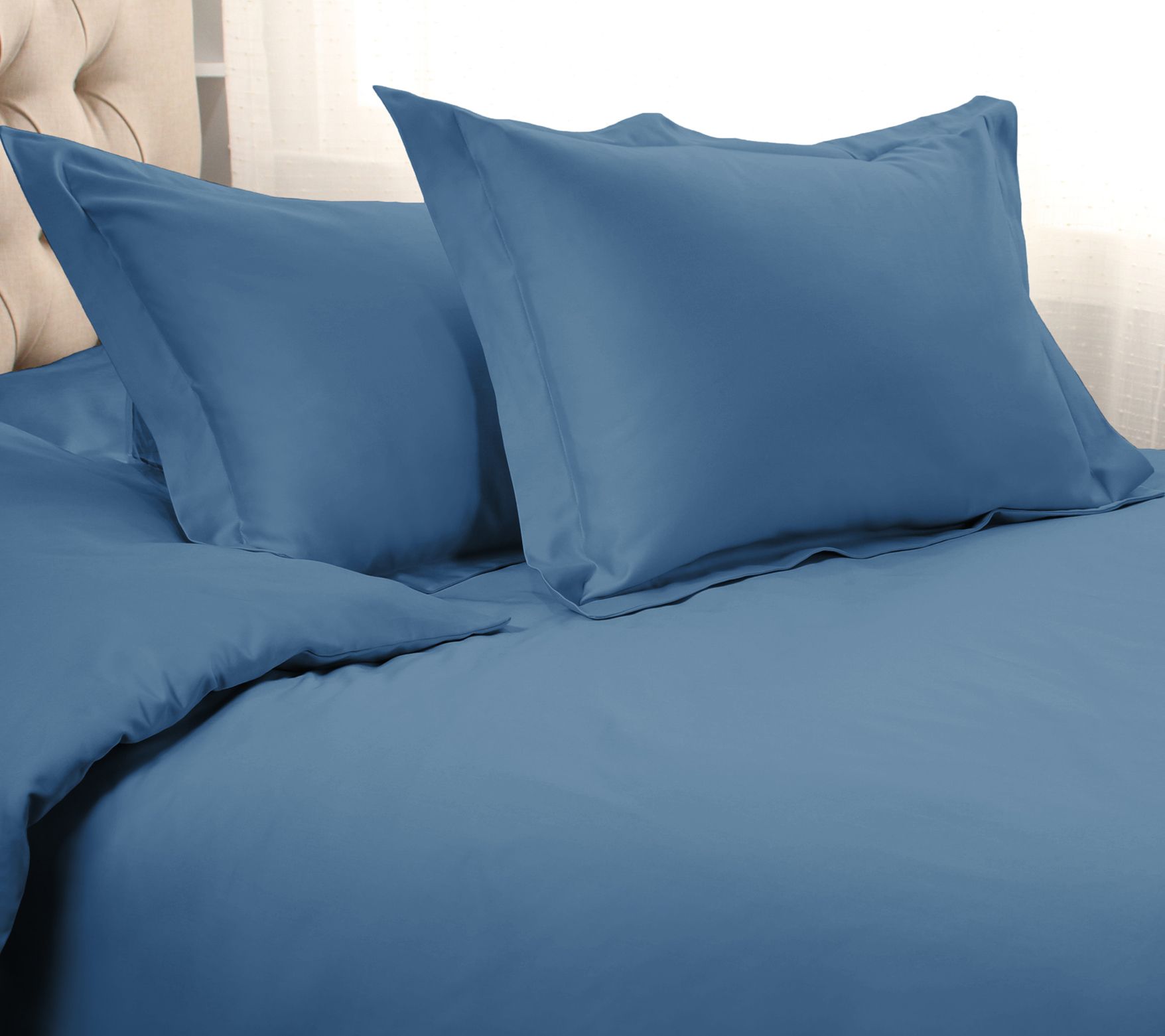 Superior 1500-T C Solid Egyptia n Cotton Duvet Cover Set- F/Q