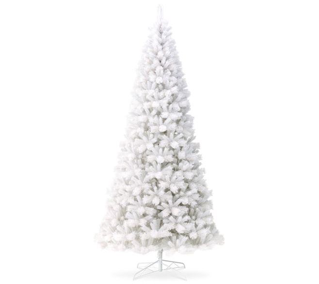 Glitzhome 10ft PreLit White Pine Slim Faux Christmas Tree