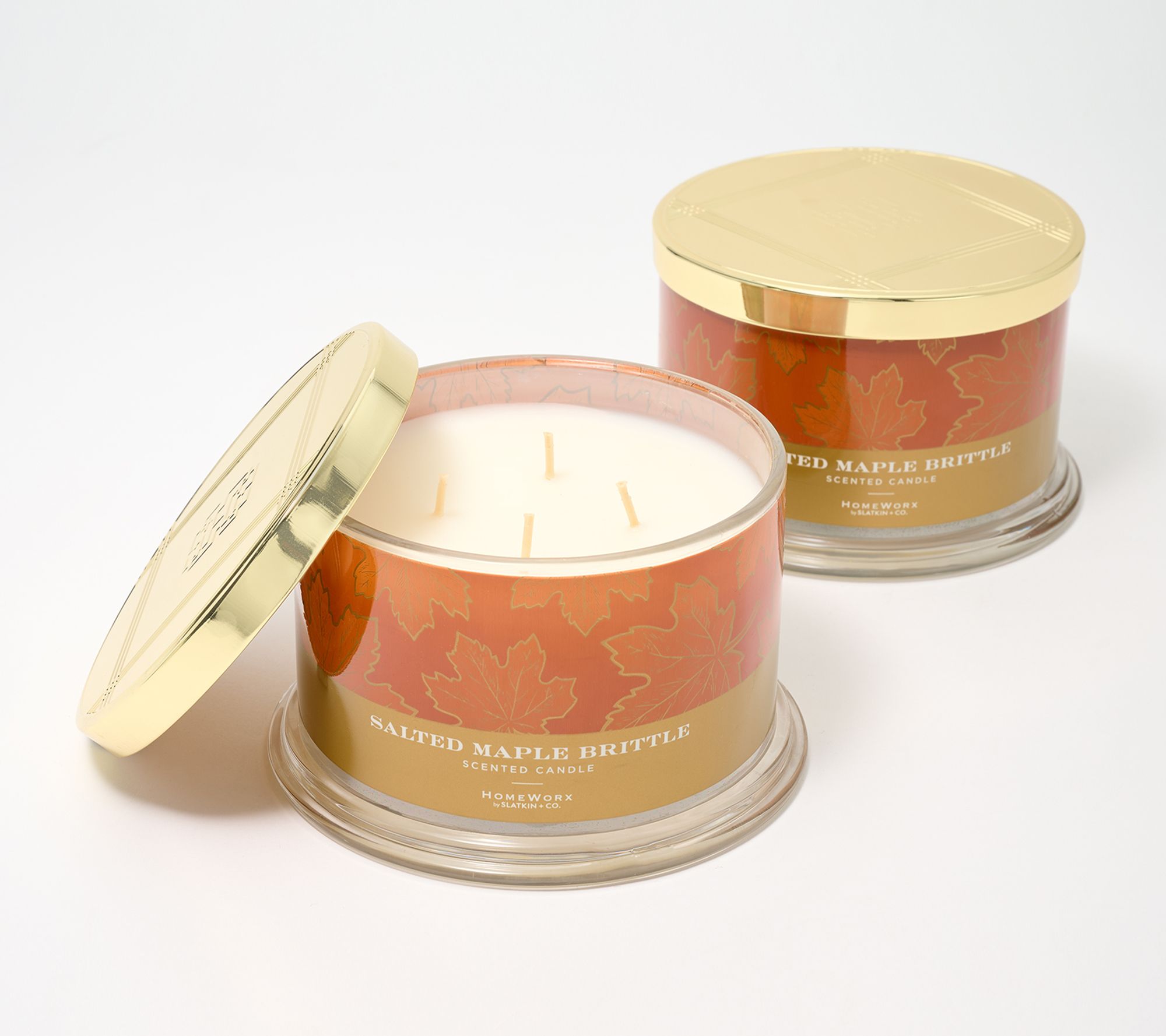 "As Is" HomeWorx by Slatkin & co. S/2 18oz Salted Maple Candles