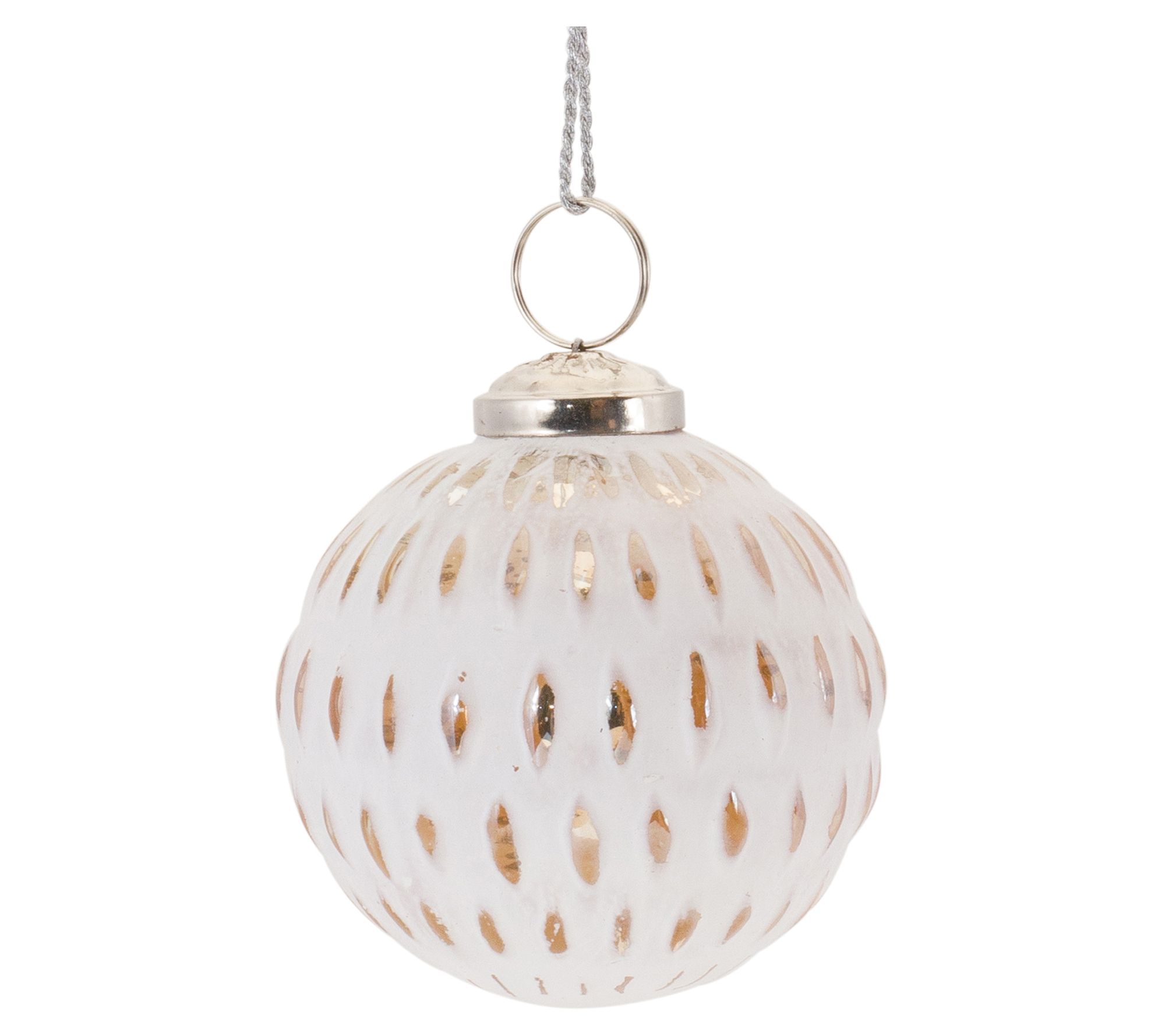 Melrose Glass Ornament White Washed (Set of 6) - QVC.com