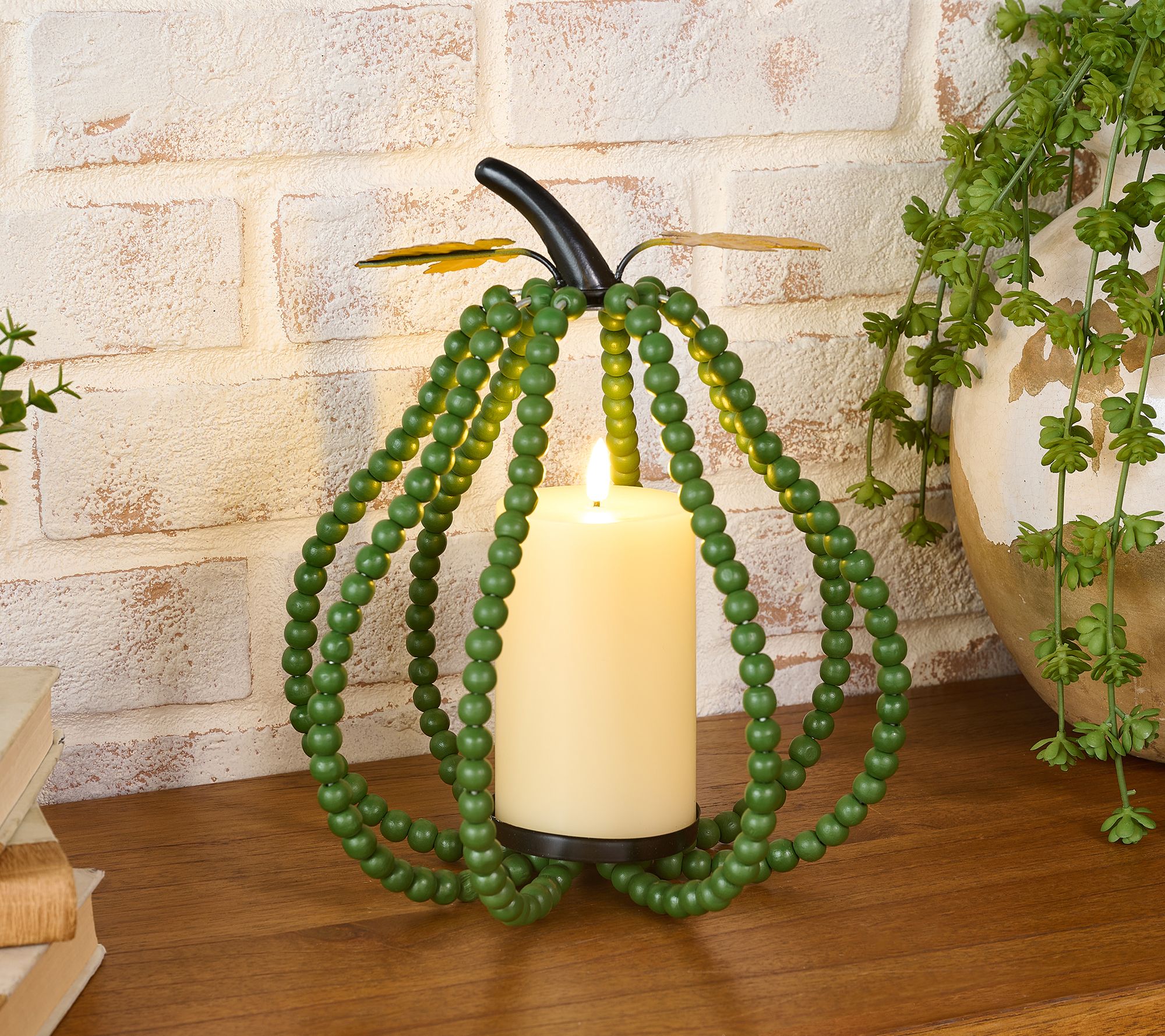 Lightscapes Beaded Pumpkin or Gourd w Flameless Candle