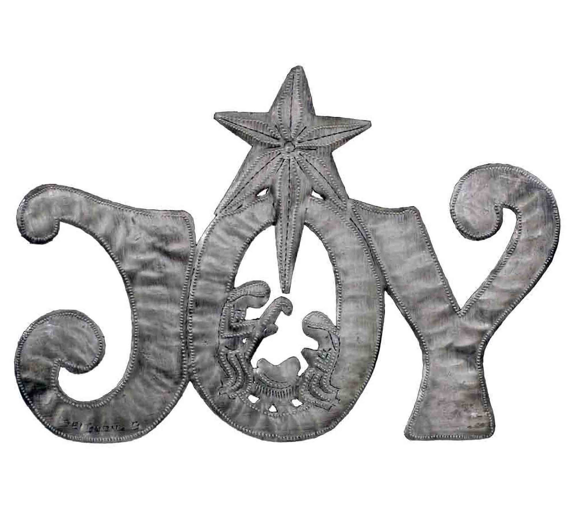 Global Crafts JOY Nativity Haitian Steel Drum Wall Art
