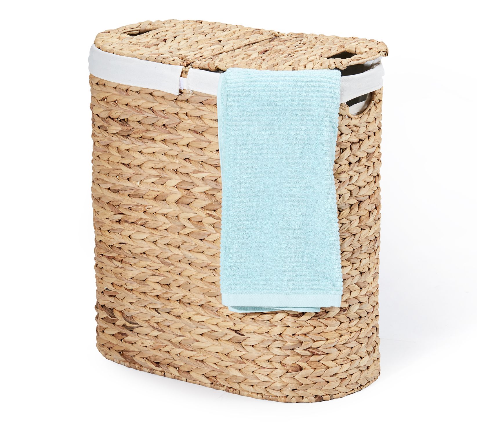 Seville Classics Handwoven Water Hyacinth Oval Laundry Hamper