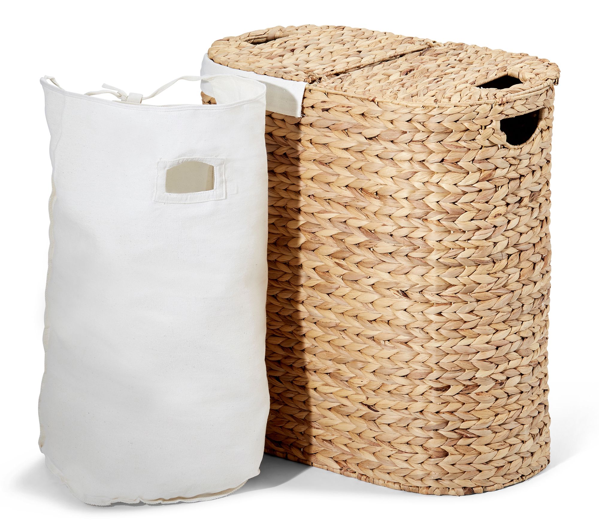 Seville Classics Handwoven Water Hyacinth Oval Laundry Hamper - QVC.com