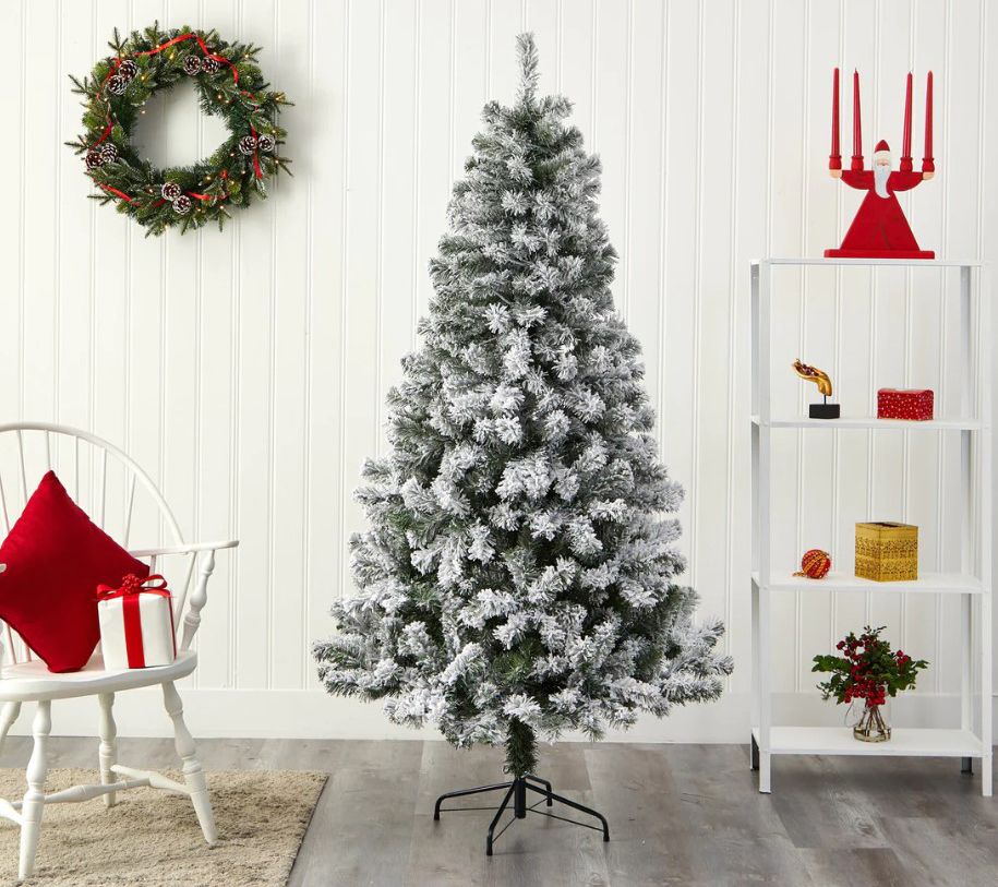 Nearly Natural 6-ft Flocked Rock Springs Christmas Tree