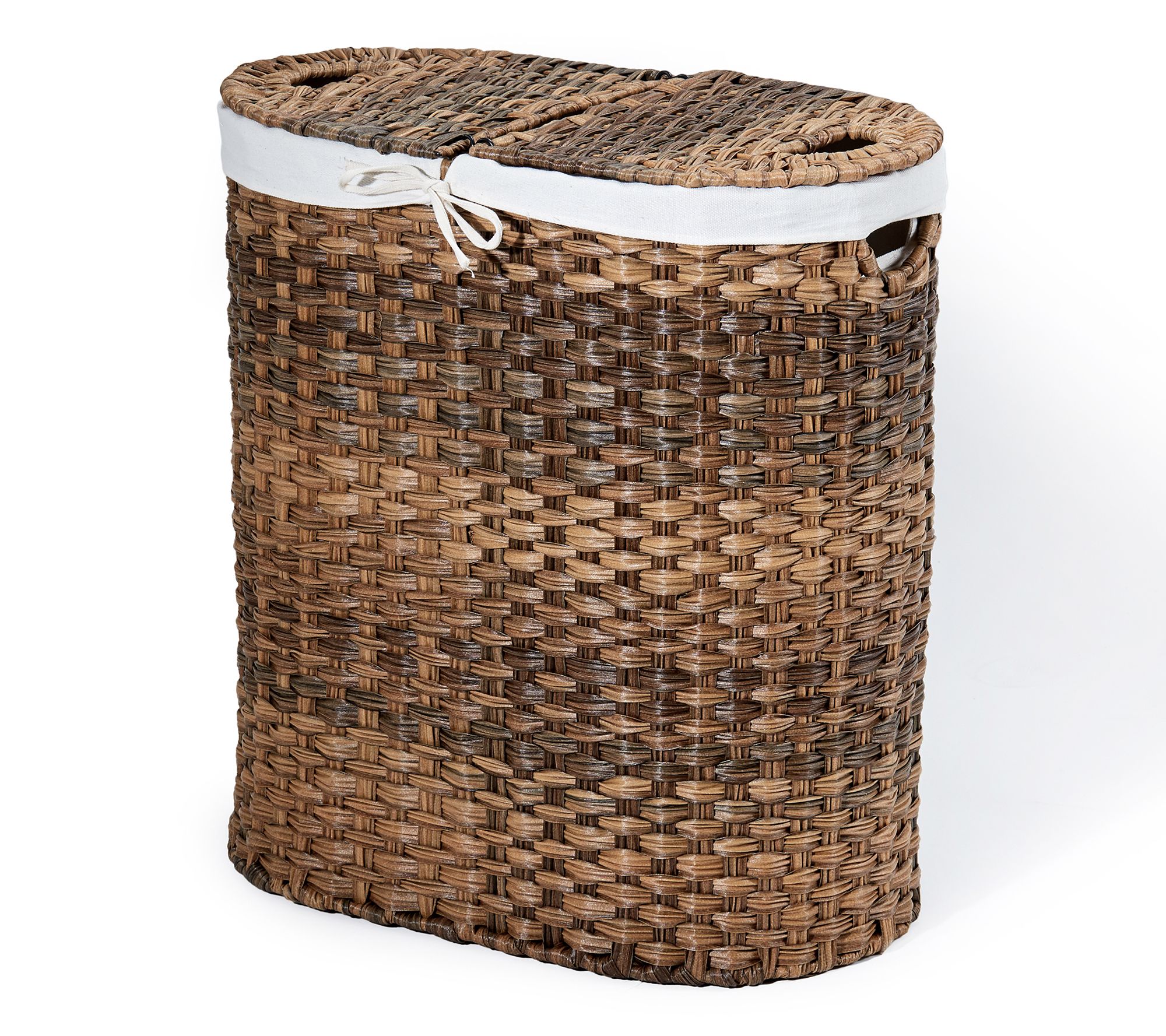 Seville Classics Handwoven Oval Double LaundryHamper