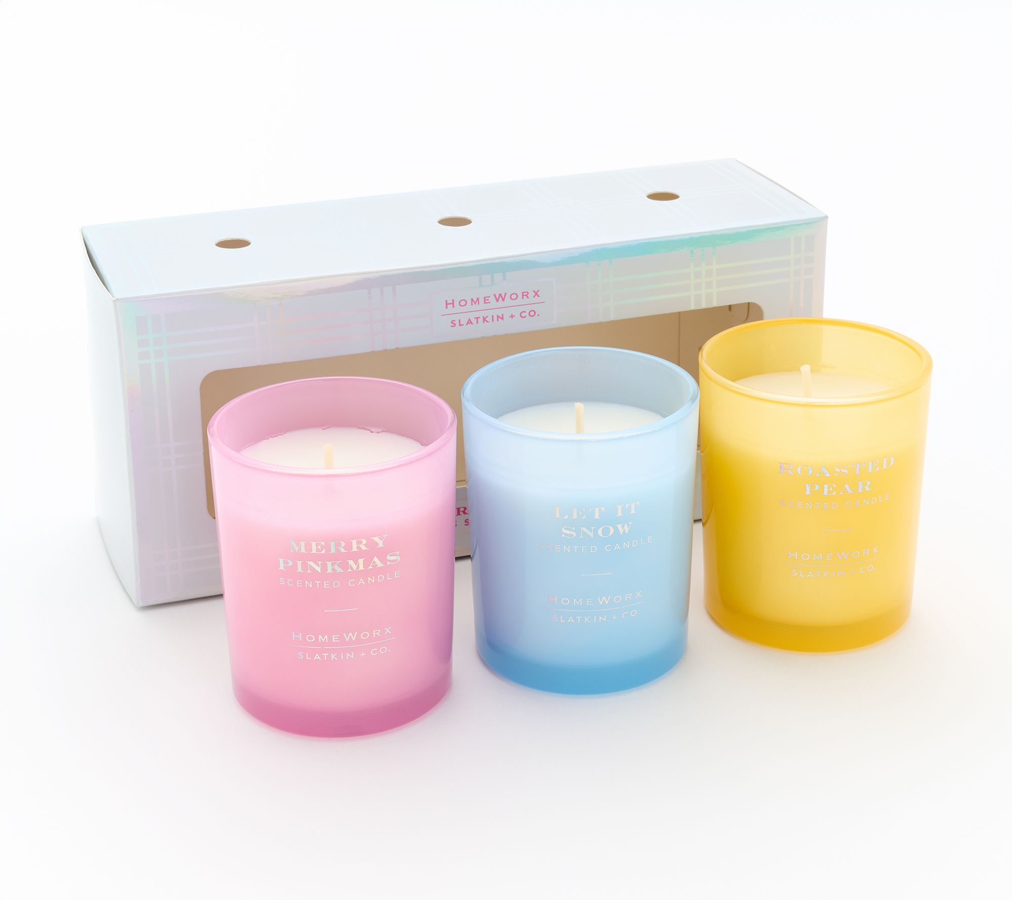 HomeWorx by Slatkin + Co. S/3 Pastel Holiday Candle Discovery Set