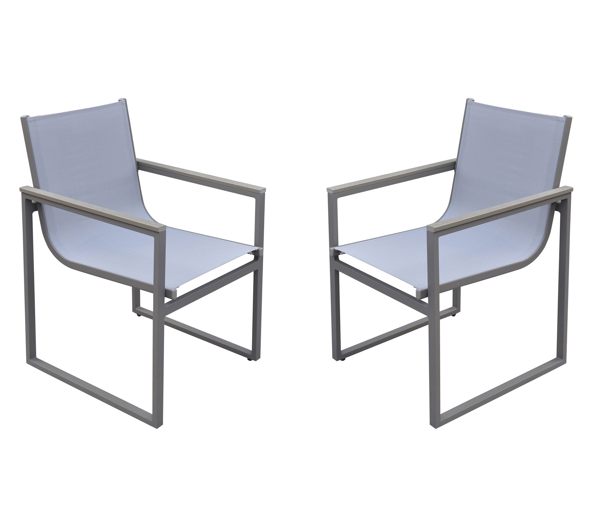 Armen Living Bistro Outdoor Dining Chair in Gray Powder Coated