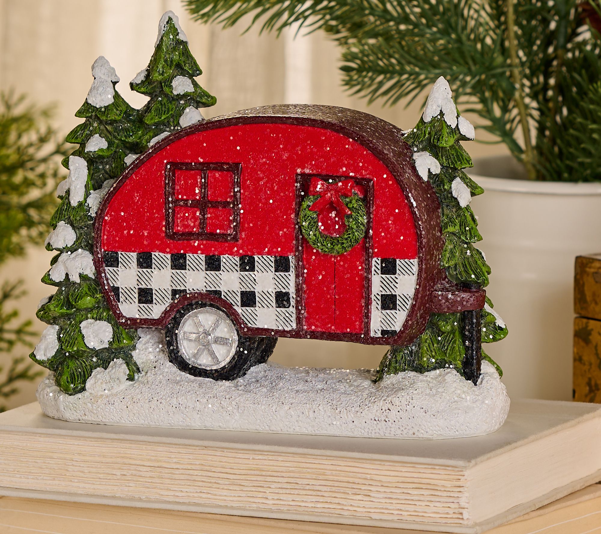 Checked Camper with Trees by Valerie