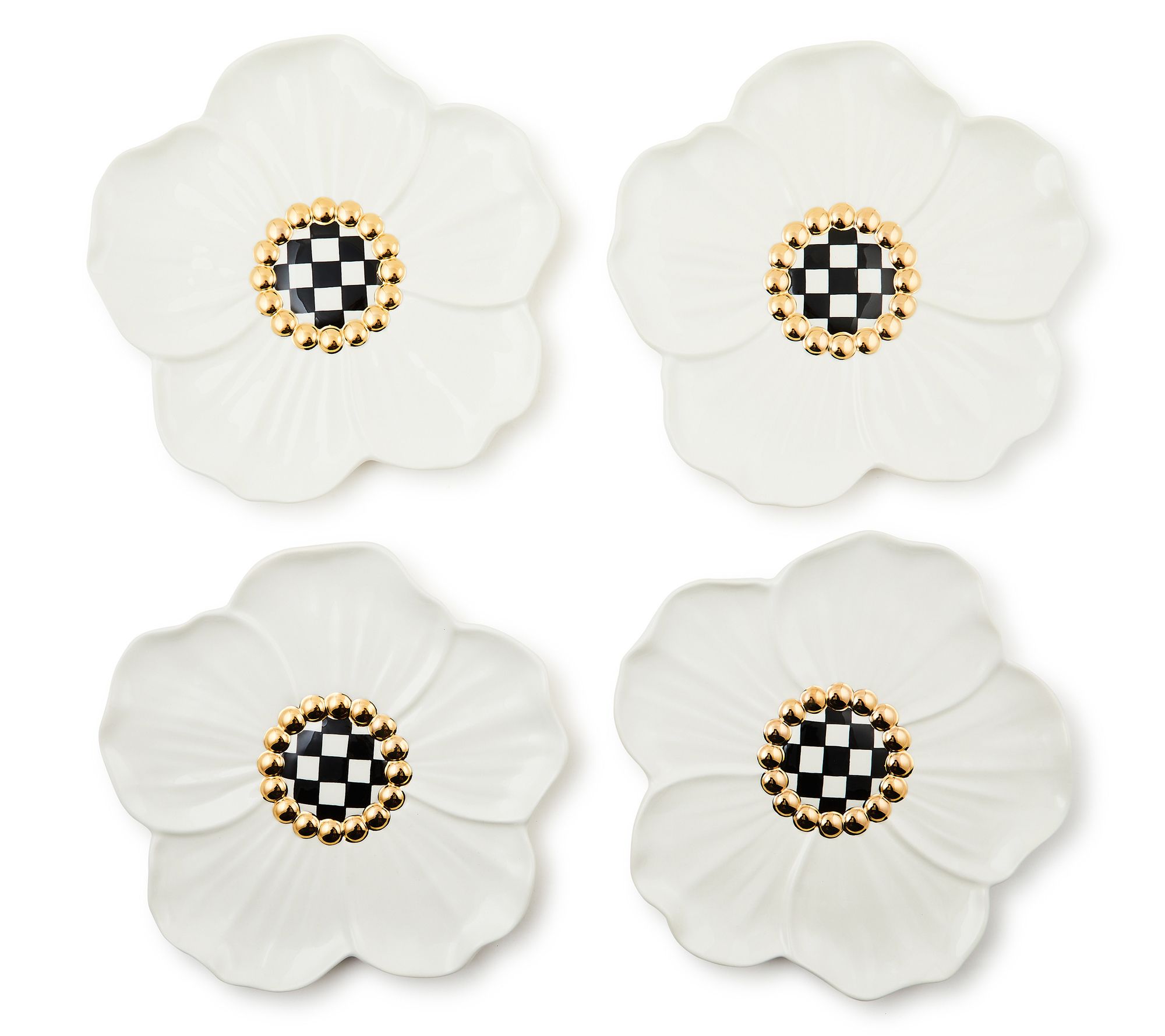 MacKenzie-Childs Set of 4 White Rabbit CeramicDessert Plates