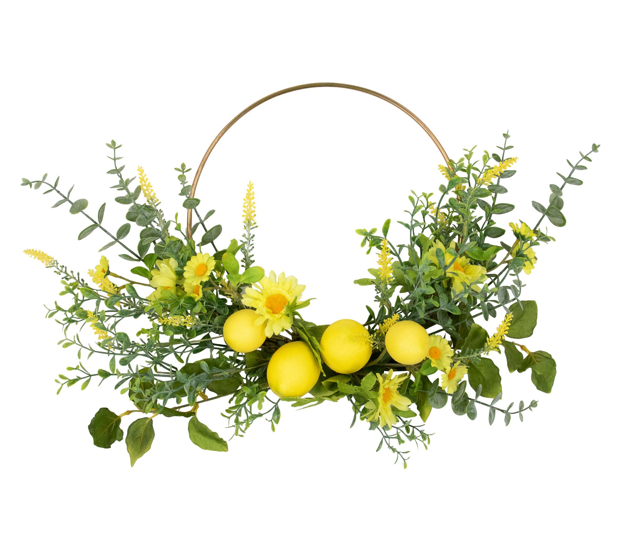 Northlight Lemon and Daisy Springtime Half Wreath - 22"