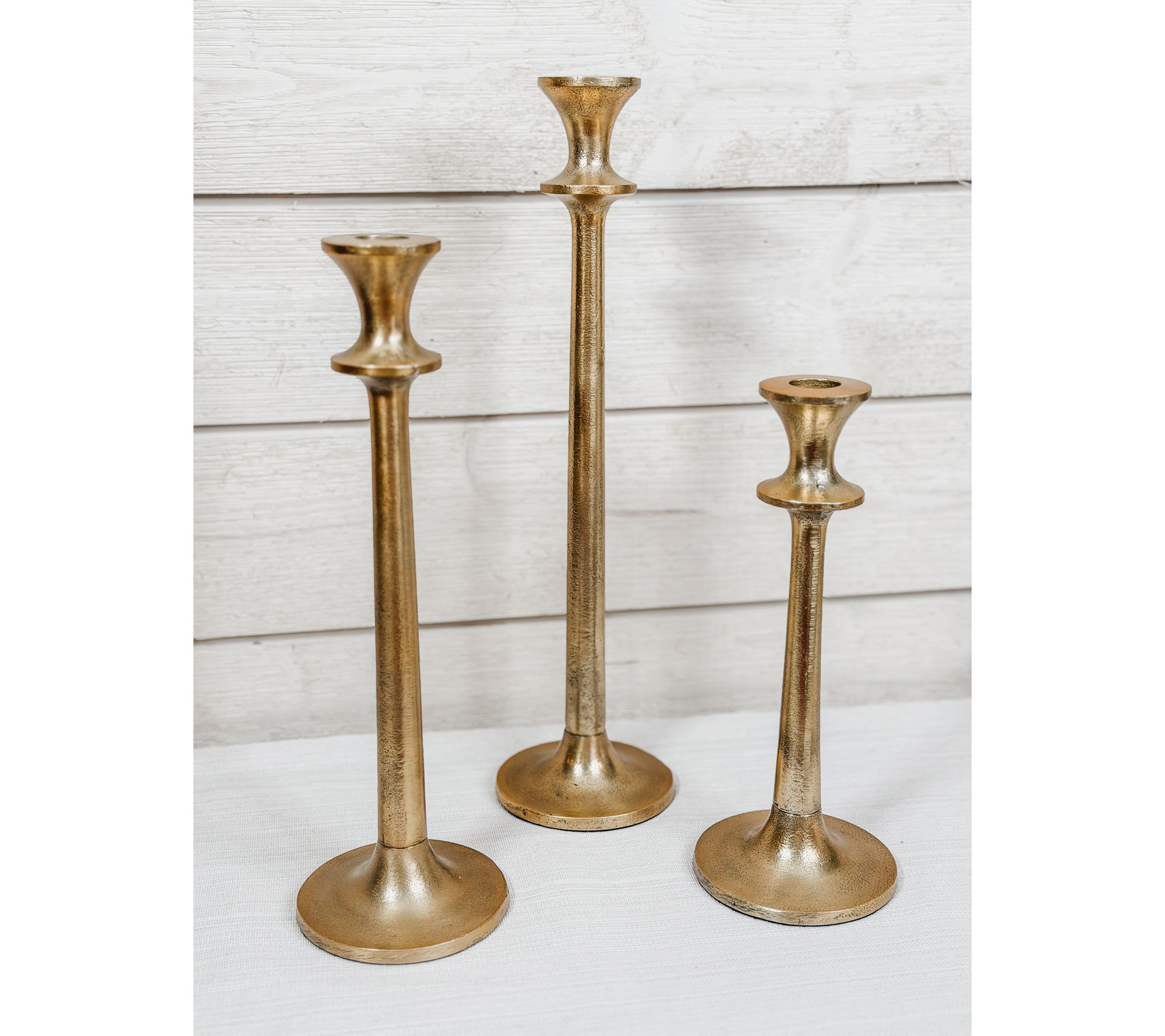 Simply Stunning Set of 3 Brass Taper Holders by Janine Graff