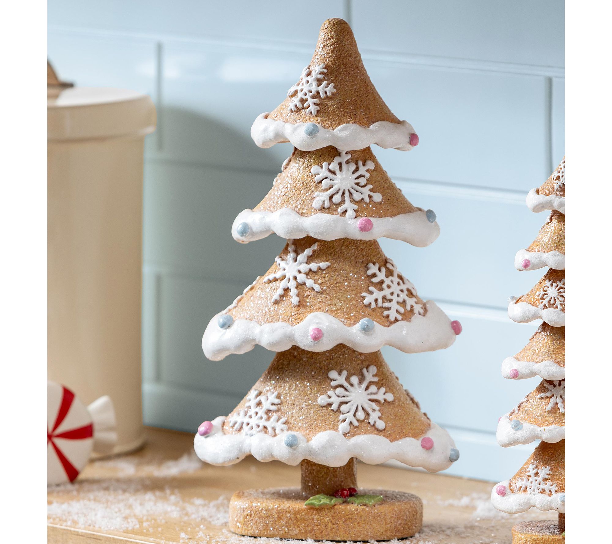 Evergreen Set of 2 Resin Gingerbread Trees Table Decor