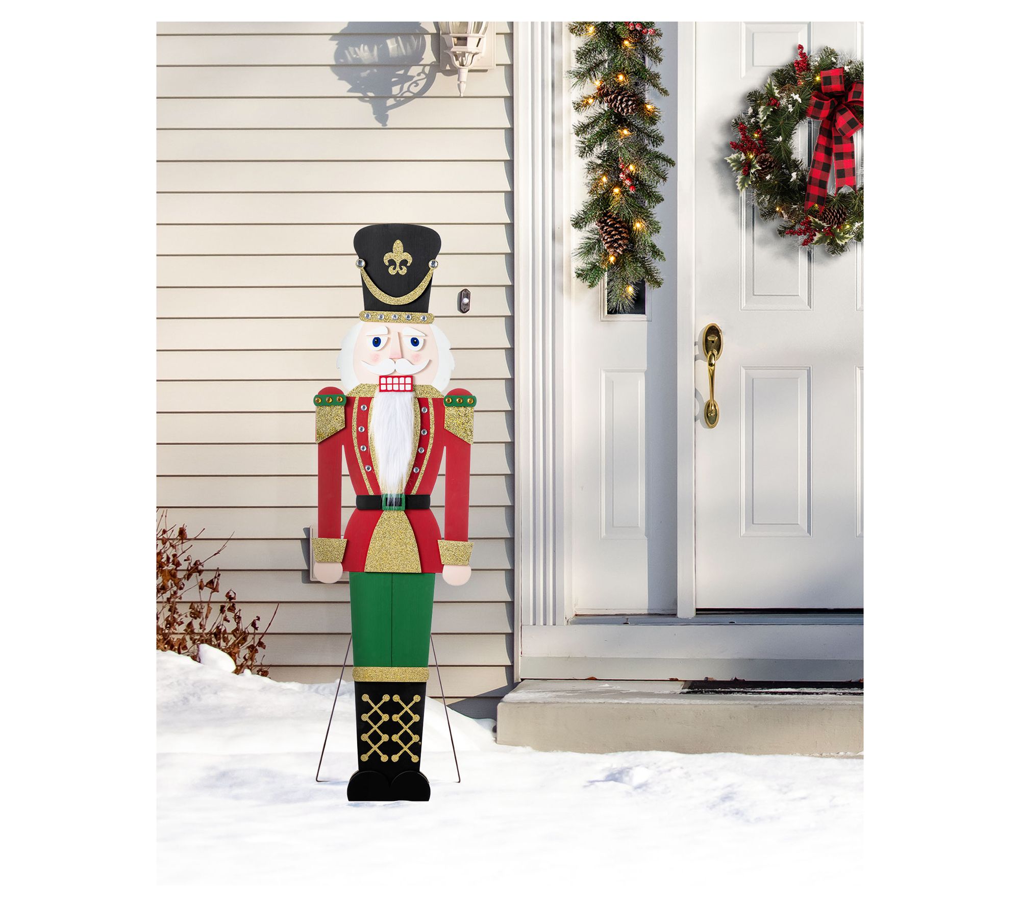 Glitzhome 60"H Christmas Wooden Nutcracker Porch Sign