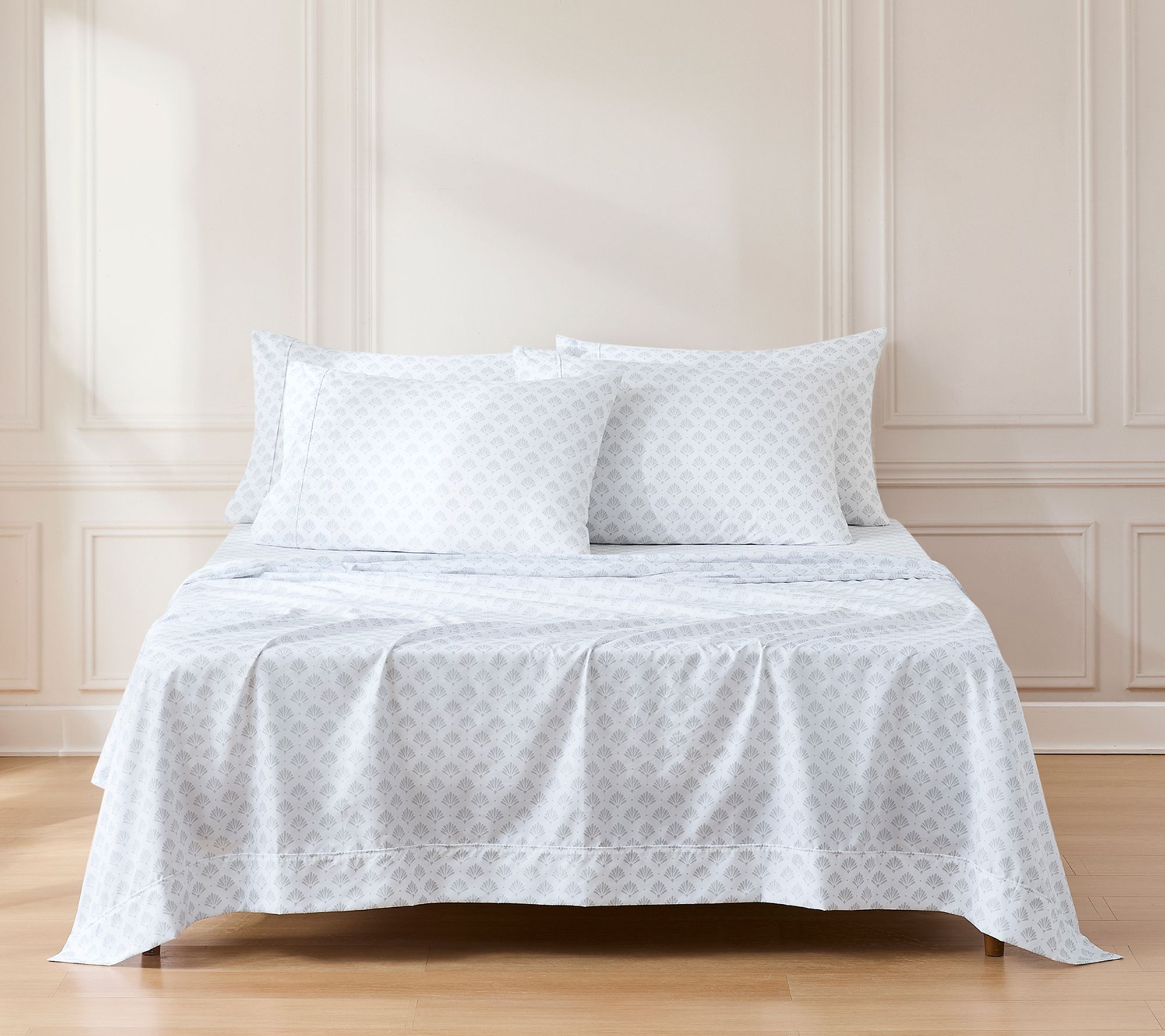 Lush Decor Scallop Fan Sheet Set Gray 6-Piece Set Queen