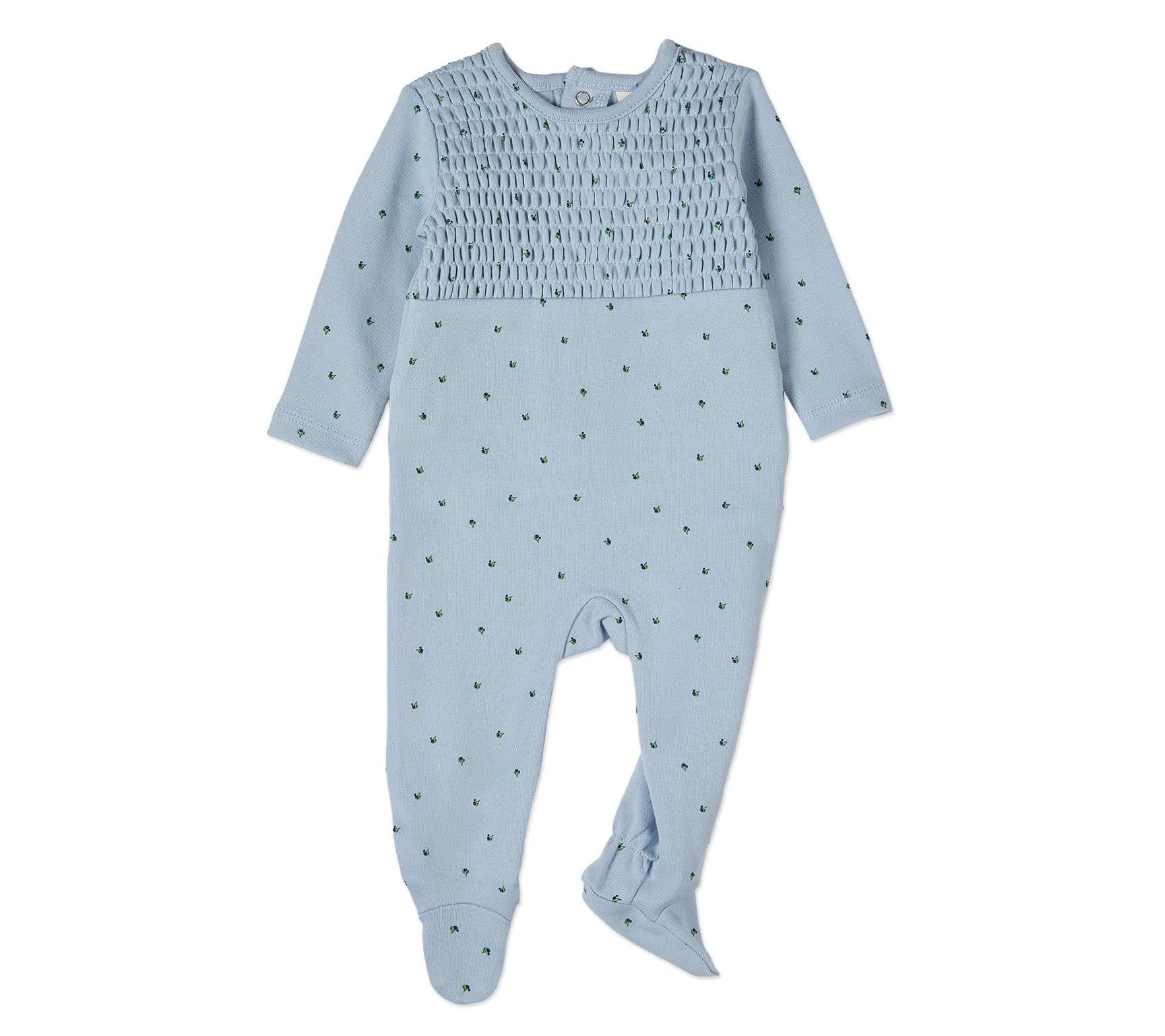 MiniMoi Baby &Toddler Blueberries Smocked 100%Cotton Footie