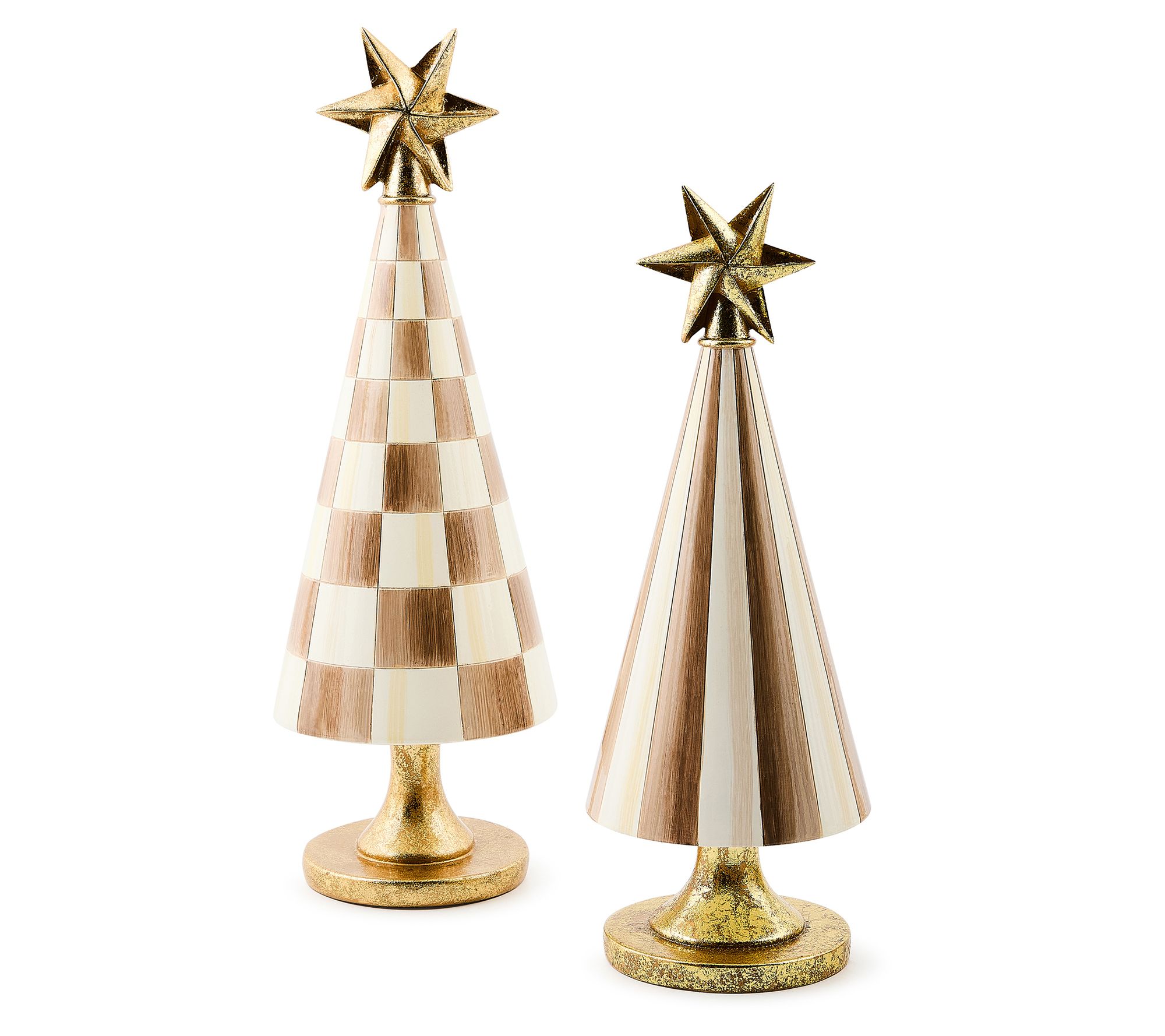 "As Is" MacKenzie- Childs Set of 2 Check & Stripe Trees